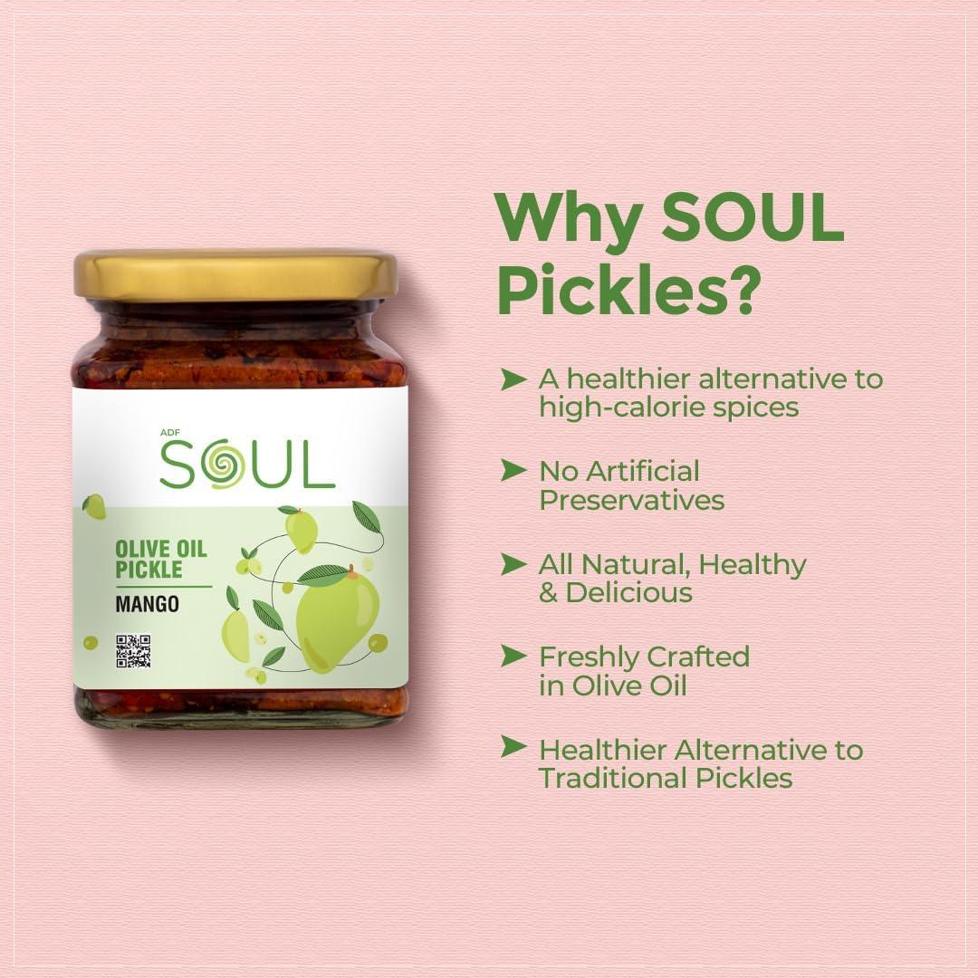 ADF Soul Soul Pickle In Olive Oil Combo Pack of 3 (Mango Pickle 275 GM + Mixed Pickle 275 Gm + Date and Tamarind Chhutney 325 GM)