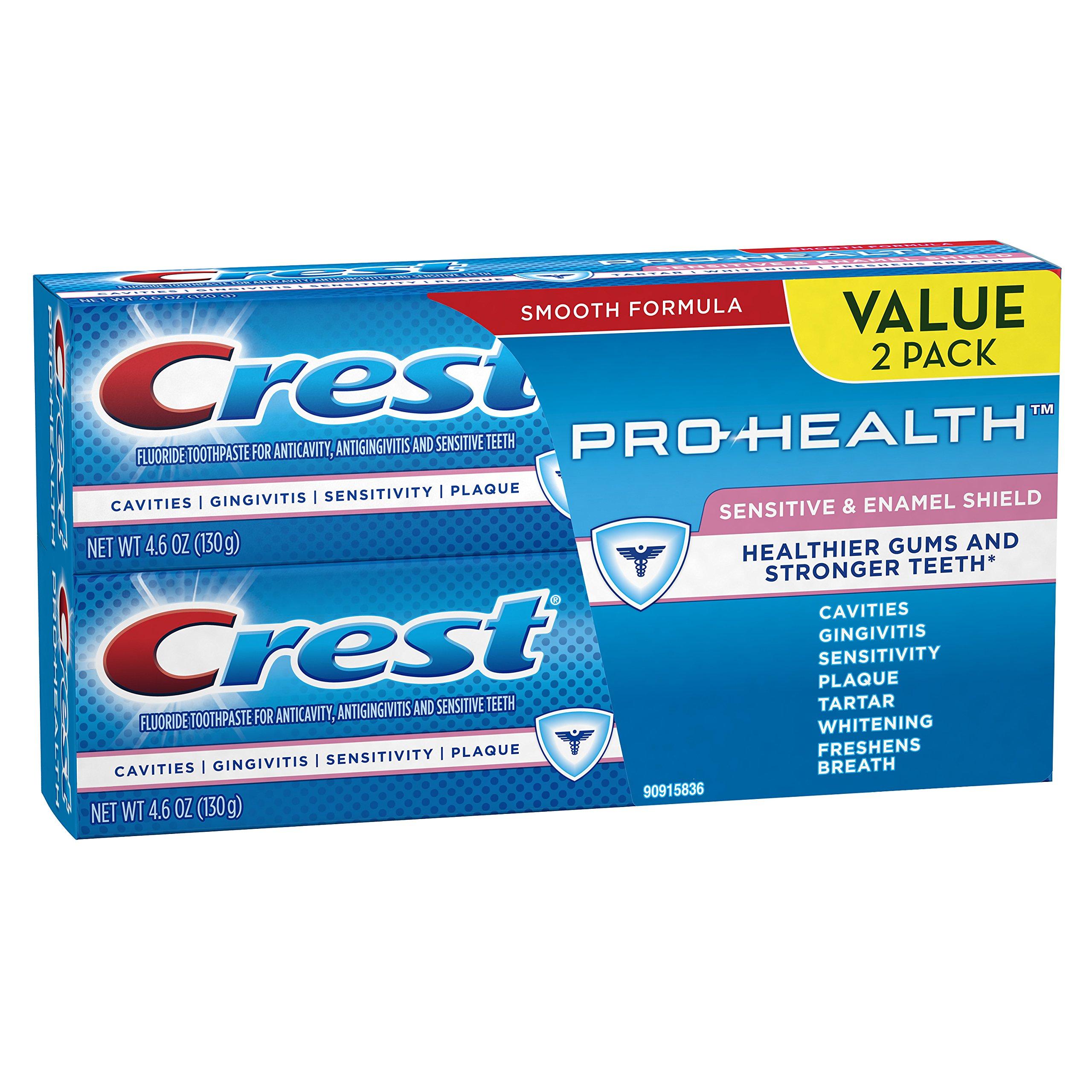 Crest Sensitive & Enamel Shield , 4.6 Ounce Twin Pack : Crest Pro-Health Sensitive & Enamel Shield Toothpaste, 4.6 oz