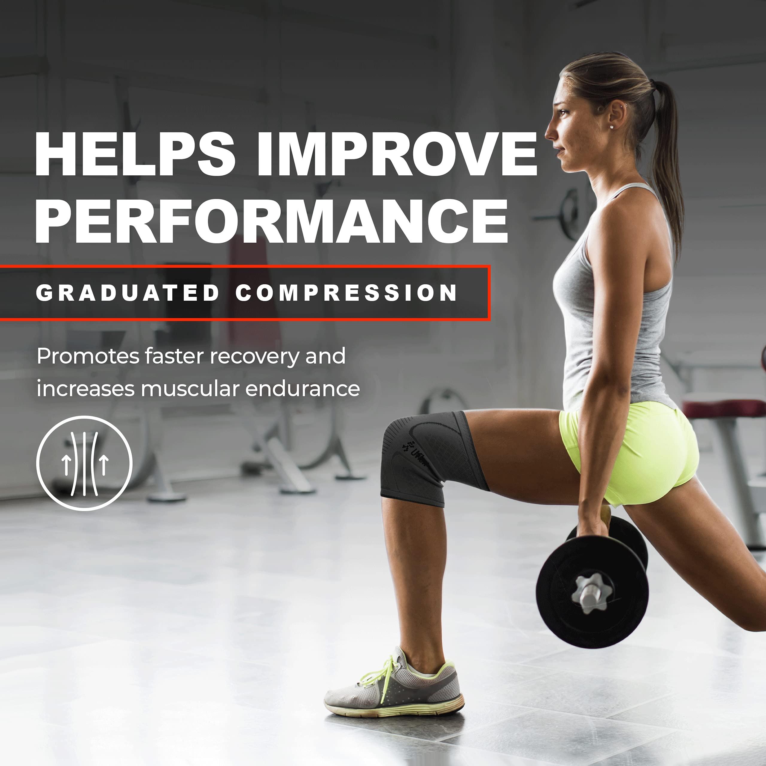 UFlex Athletics UFlex Athletics Knee Compression Sleeve Support for Women and Men - Knee Brace for Pain Relief, Fitness, Weightlifting, Hiking, Sports - Red,X-Large (Pack of 1)