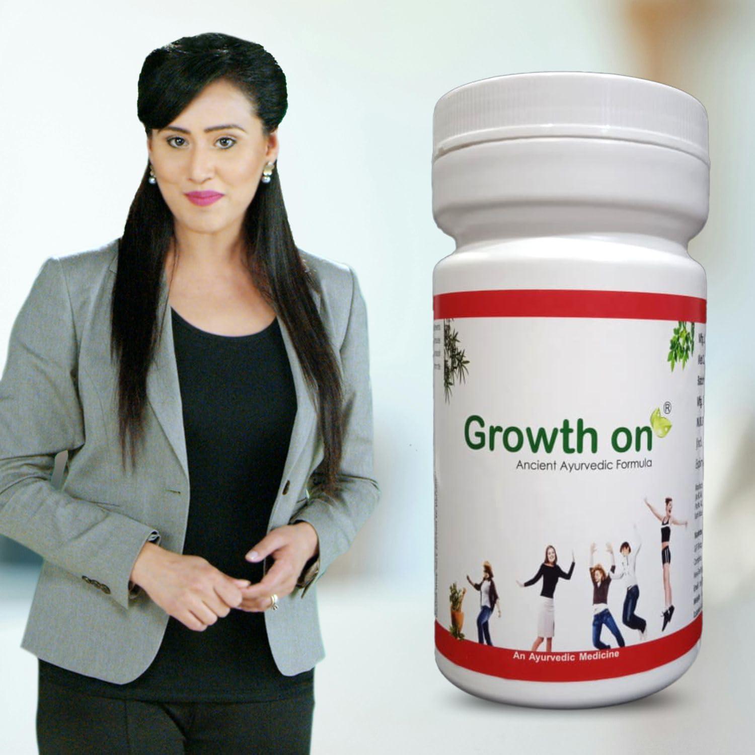 Growth On GrowthOn Powder | Ayurvedic Height Growth | Boosts Immune System & Natural Growth | 100% Herbal Powder Pack of 200 gram Bottle