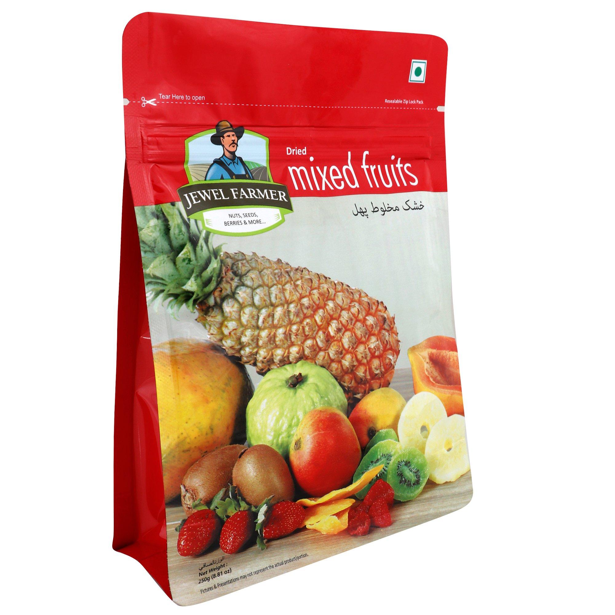 JEWEL FARMER JEWEL FARMER Dried Mixed Fruits with Mango, Papaya, Pineapple, Pomelo, Guava, Kiwi & Strawberry, Vitamin & Fiber Rich Fruitmix (250g)