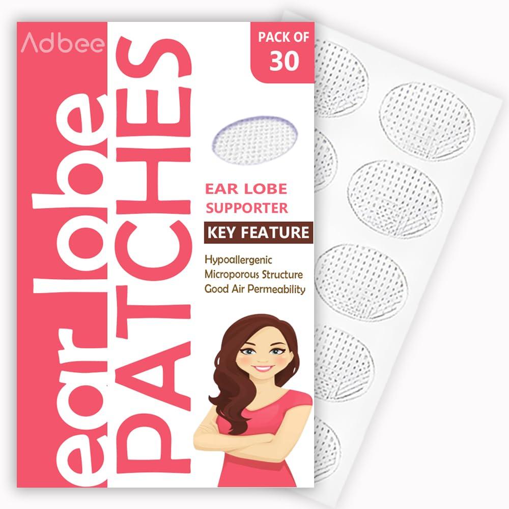 ADBEE Ear Lobe Support Patches - Invisible Earring Support for Heavy Earrings | Waterproof Earlobe Support Patches | Ear Stickers for Heavy Earrings (Pack of 30)