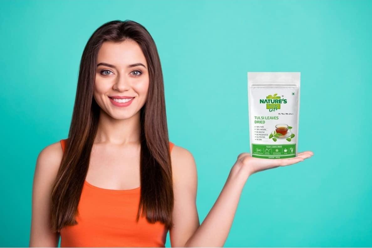 NATURE'S GIFT - FOR THOSE WHO CARE'S NATURE'S GIFT - FOR THOSE WHO CARE'S Tulsi Leaves Dried | Tulsi Tea | Holy Basil - 100 GM