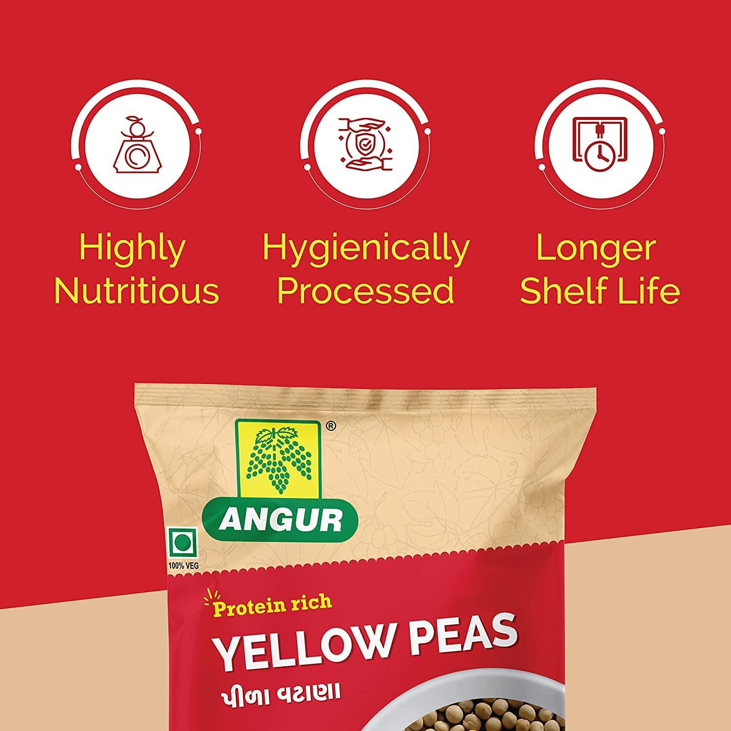 ANGUR Angur Yellow Peas 500g | Pack of 2 | Peele matar, Matar Dal - 1Kg