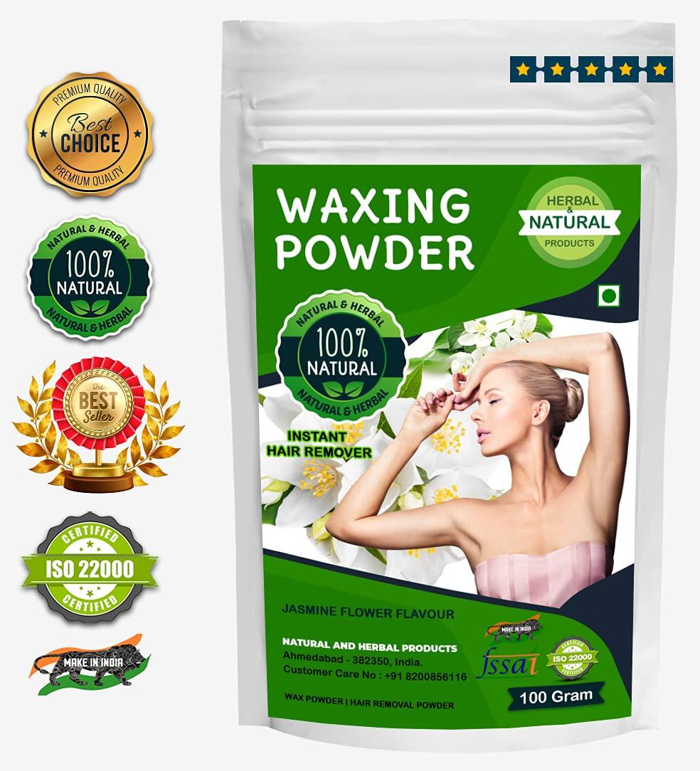 NATURAL AND HERBAL PRODUCTS waxing powder for hair removal | Wax Powder | Hair Removal | Jasmine Flower Flavours For Instant Hair Remover, Zero Pain, No Side Effects, All Types Skin (Hand, Leg, Underarm, Private Part) 100Gram