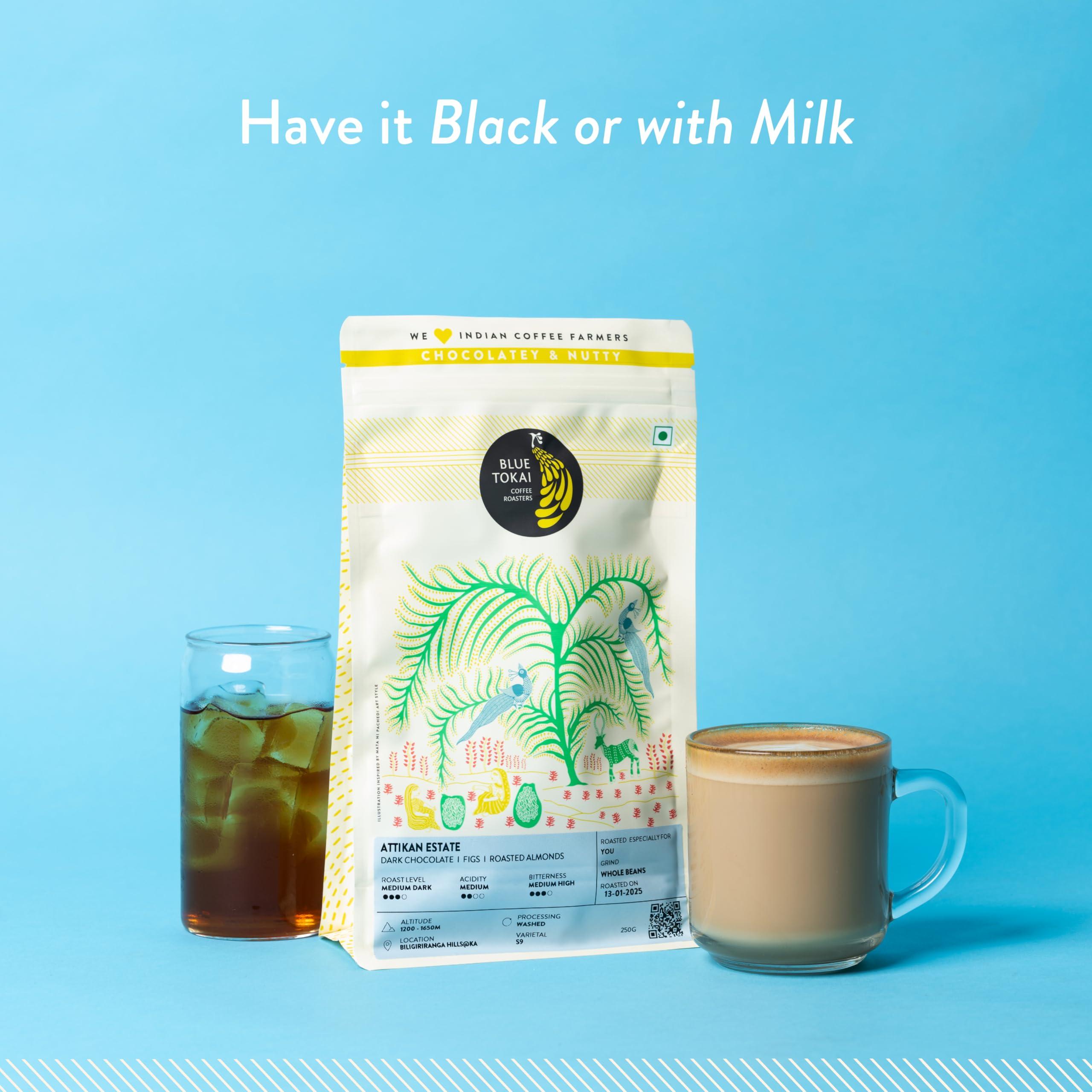 Blue Tokai Coffee Roasters Blue Tokai Coffee Roasters Attikan Estate - Medium Dark Roast (Aeropress Grind) 1Kg | Made With 100% Specialty Grade Arabica Freshly Roasted Ground Coffee, Bag