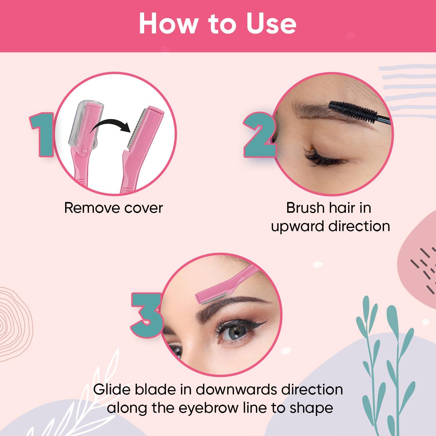 VEGA Vega Eyebrow Shaper for Women - Pack of 3 Reusable Face Razor, Painless Facial Hair Removal, Razor for Face, Eyebrows, Upper Lips, Chin, Side Locks, Forehead, (ESS-01)