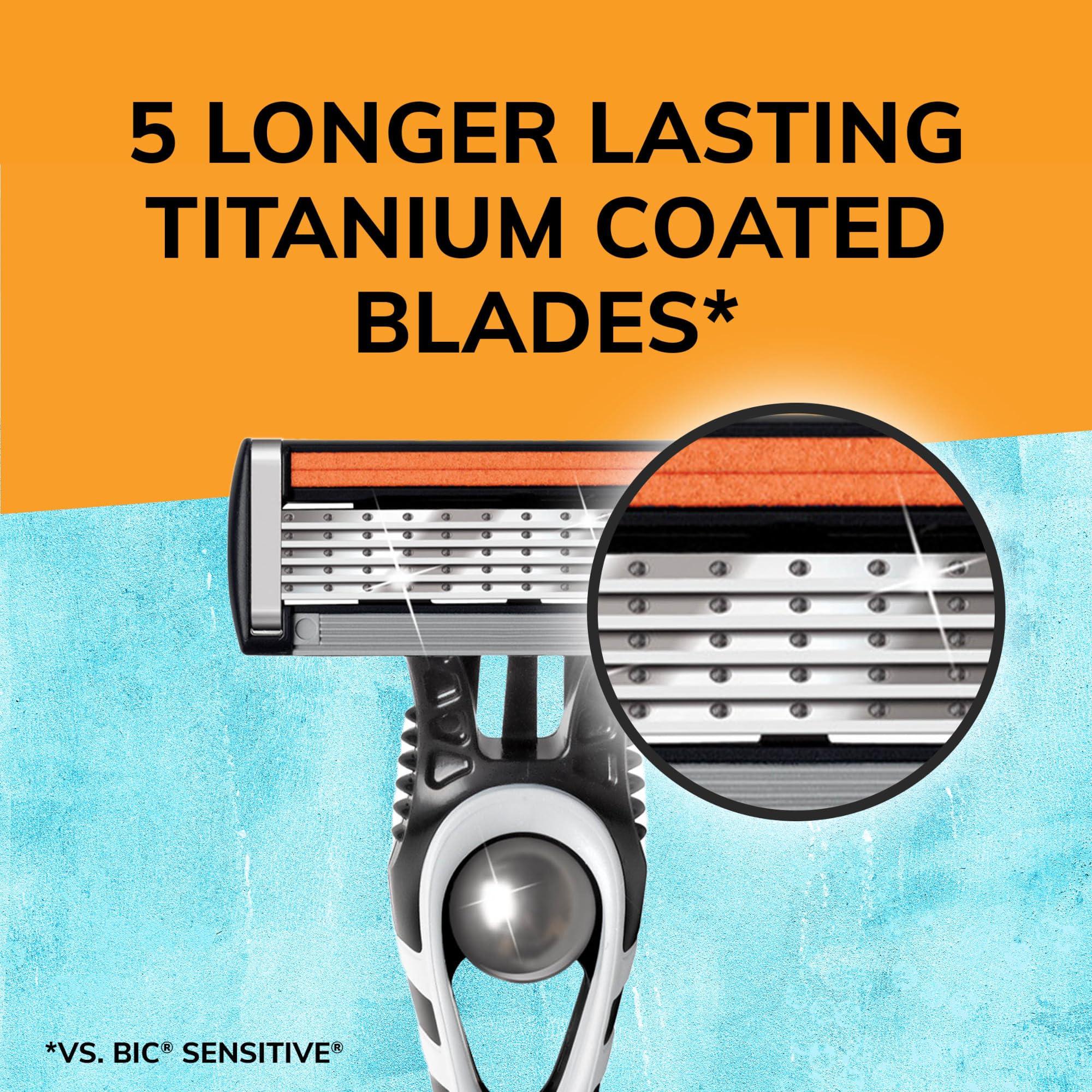 BIC BIC Flex 5 Disposable Razors for Men, Sensitive Skin Razor For a Smooth and Close Shave, Portable Razors with 5 Blades, 4-Pack Disposable Razor Set