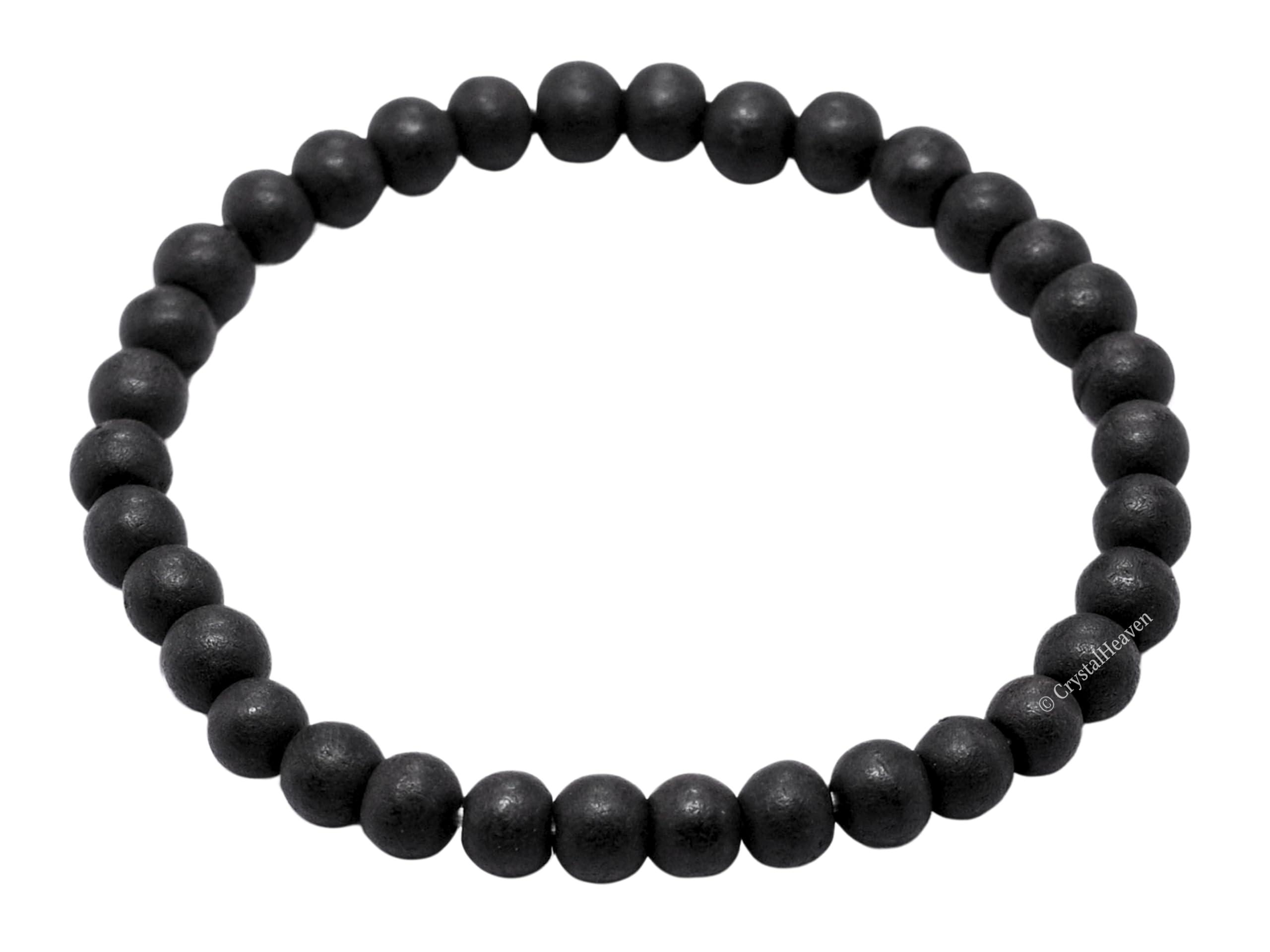 Crystal Heaven Certified Karungali Bracelet Original for Men Women - Black Ebony Wood Bracelet - Original and Natural Karukali Malai for Men Women Pooja Supplies (6mm Beads, Elastic)