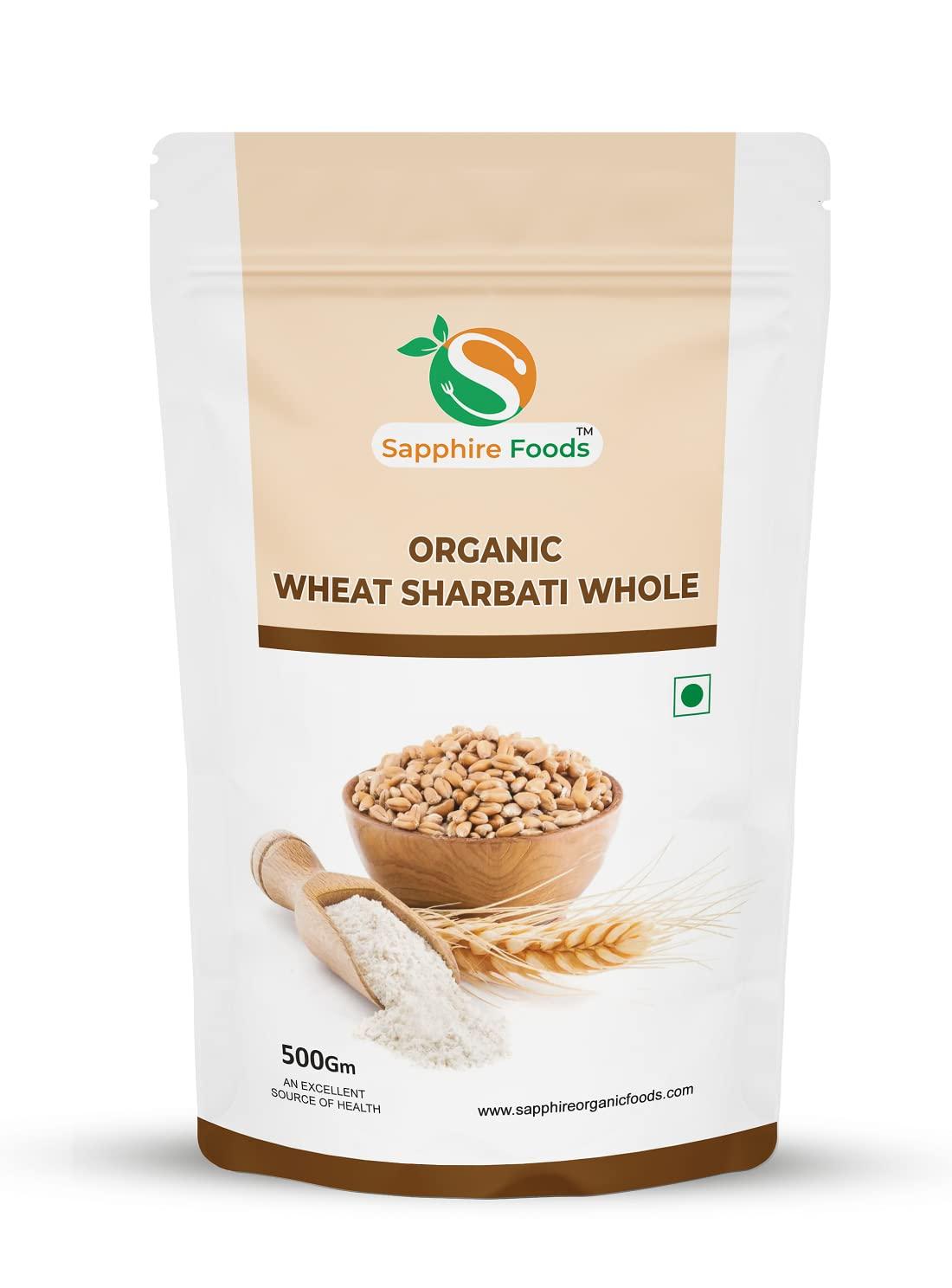 SAPPHIRE FOODS SAPPHIRE FOODS Natural & original Sharbati Wheat Whole grain Pure Clean Sharbati Gehu New Sharbati Wheat | healthy wheat grain Healthy Grains Fiber Rich immunity builder New Sharbati Wheat (500g)