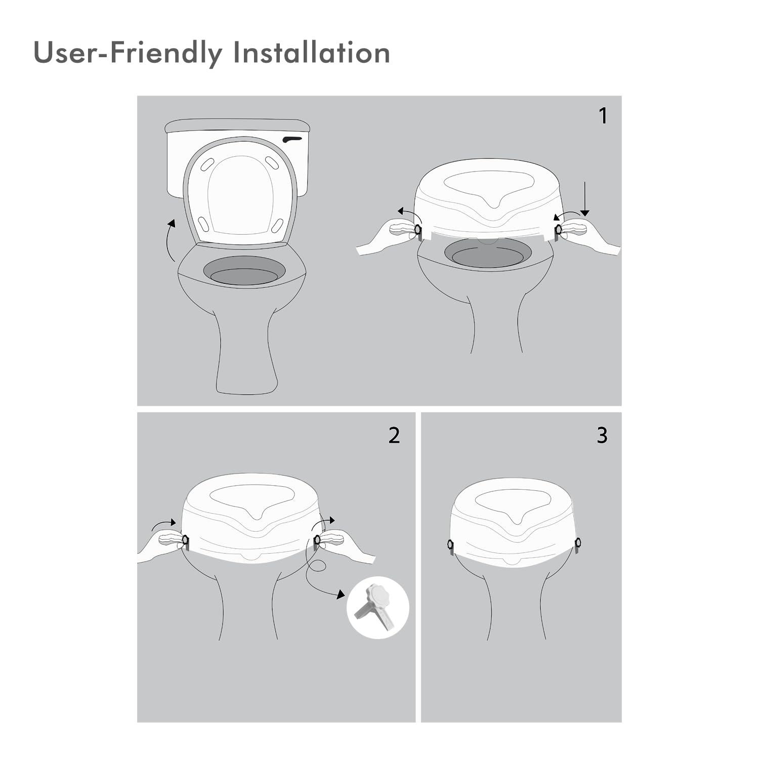 Flamingo Flamingo Classic Elevated Commode Seat | Toilet Stool Commode Chair for Elderly, Disabled Men & Pregnant Women | 4" Inch