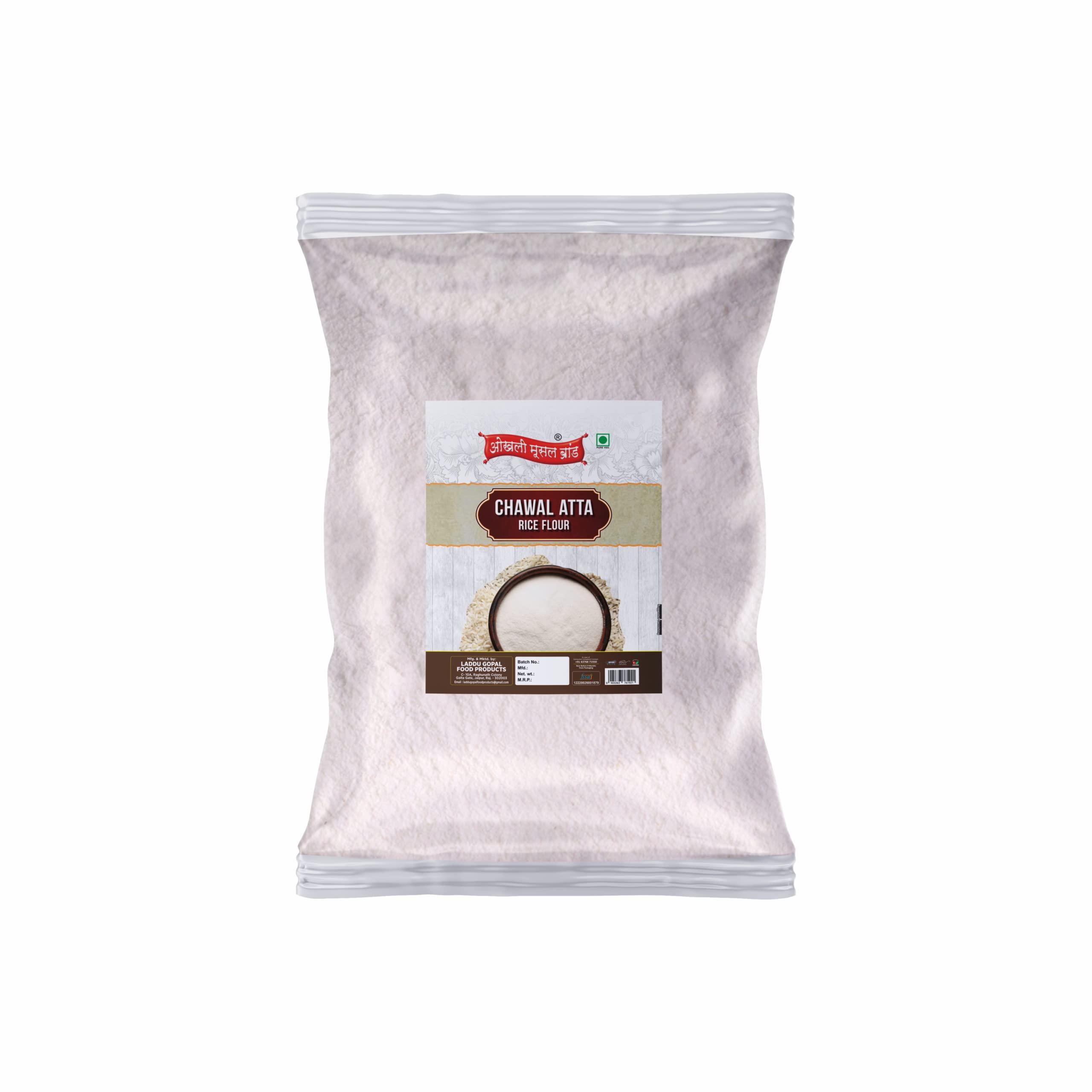 OKHLI MUSAL BRAND Punjabi Long Grain Gluten Free White Rice/Bhat/Chawal Flour Atta-480g(480g*1Pkt)