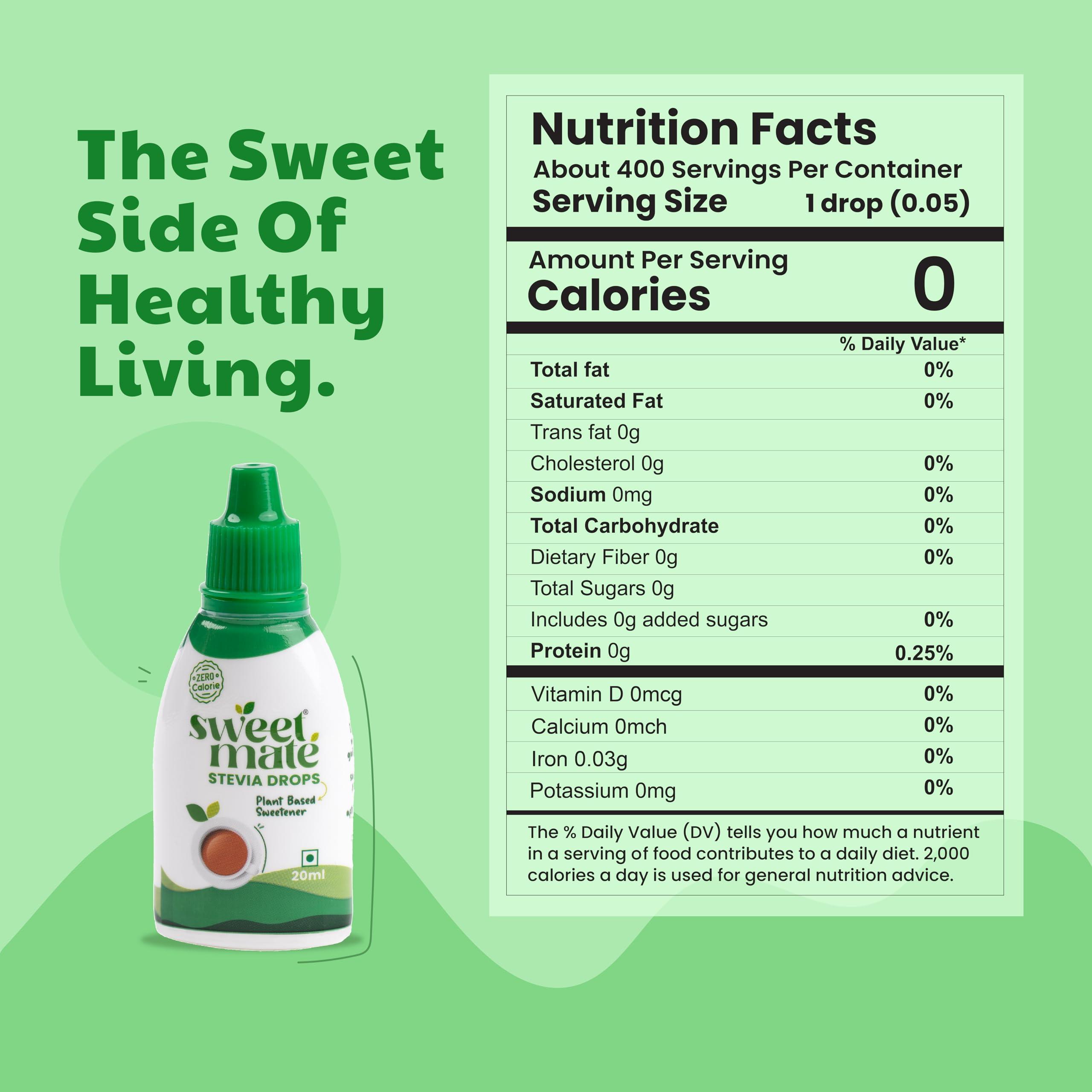 Sweetmate Sweetmate Pure Stevia Drops (20ml x pack 10) 400 Drop/Pack - Zero Calorie, Diabetic Friendly, Sugar Free - Plant Based Natural Stevia Sweetener Liquid - Sugar Substitute