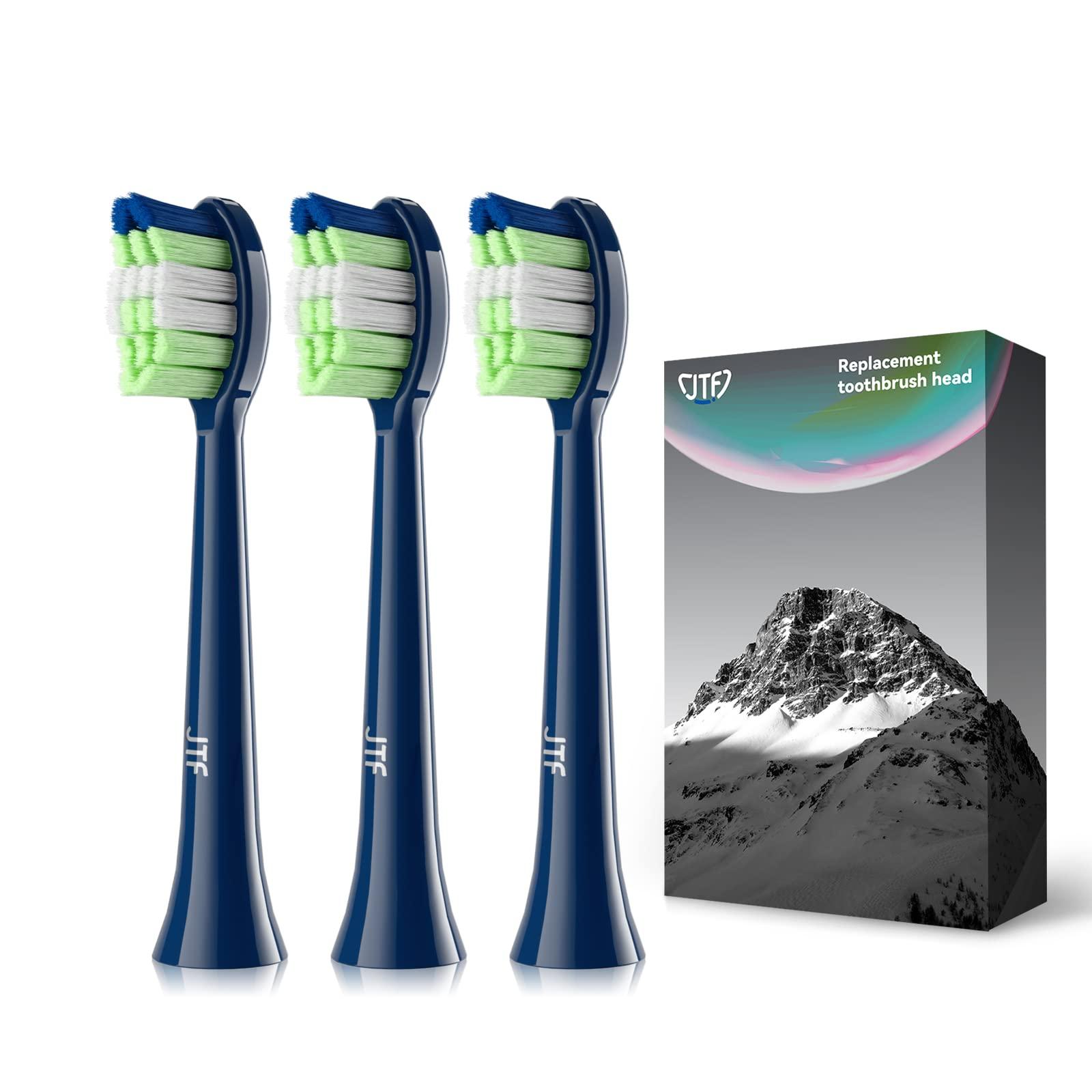 JTF JTF Electric Toothbrush Replacement Brush Heads Compatible with P200 Sonic Toothbrush, Medium Soft Bristles (3 Pack-Blue)