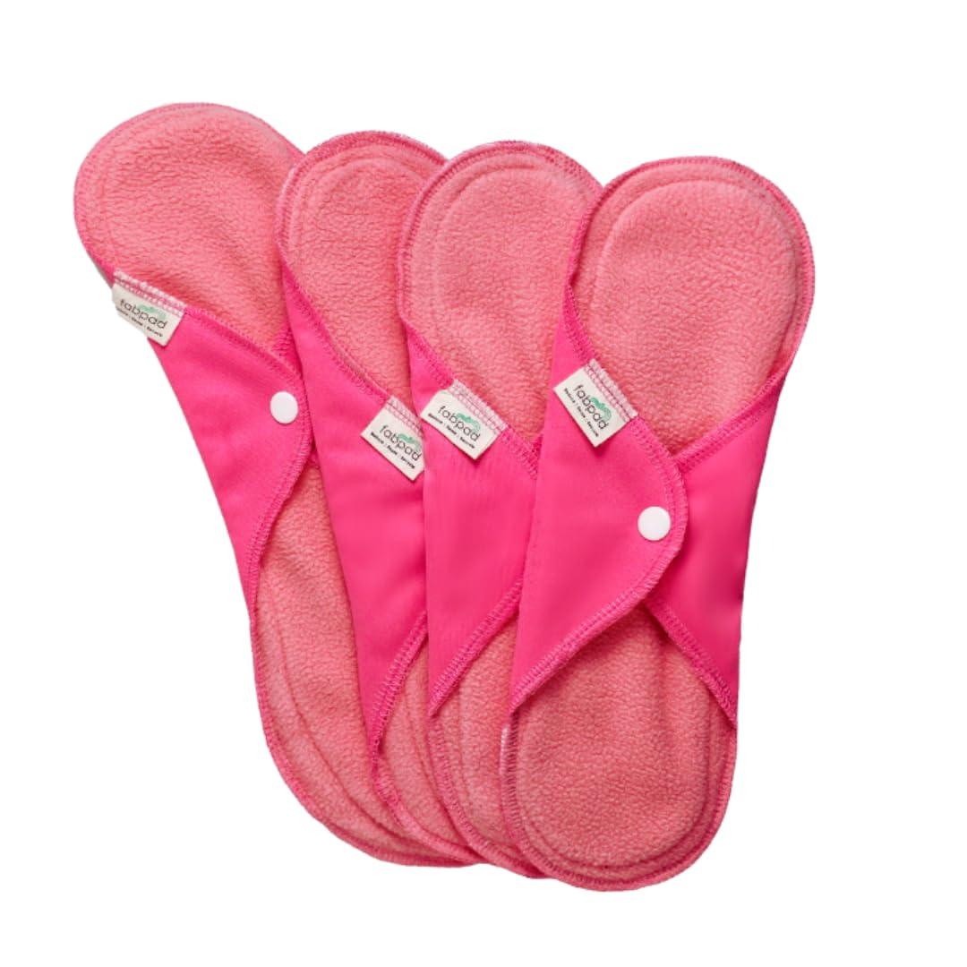 FabPad FabPad Reusable Washable Sanitary Cloth Pads Napkins Eco-Friendly Menstrual Hygiene Solutions (Pack of 4) (Pink, 3 Day Pads + 1 Night Pad)