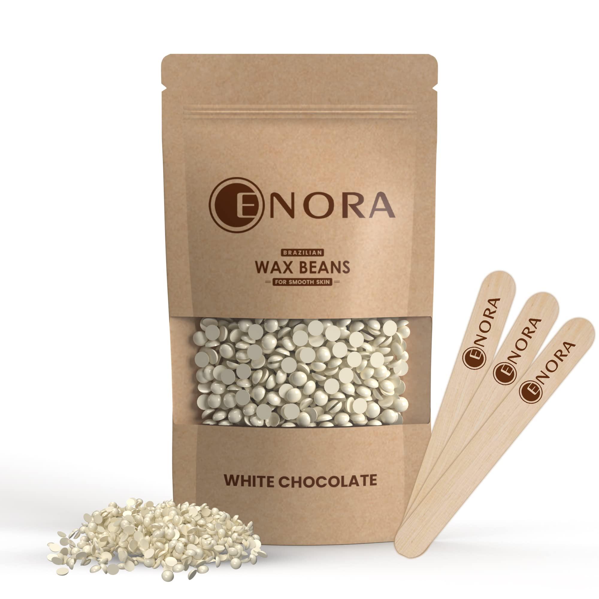ENORA ENORA Hair Removal Brazilian Hard Wax Beans For Face, Eyebrow, Back, Chest, Bikini Areas, Legs, Arms And Beards,Black Head, Tan, Dead Skin | Smooth | (300 Gram, WHITE CHOCOLATE)