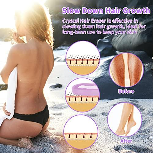 Qrneein Crystal Hair Eraser Stone, Painless Magic Crystal Hair Remover for Women Men, Silky Hair Removal Eraser Exfoliator Tool for Arms Legs Back Body Any Part