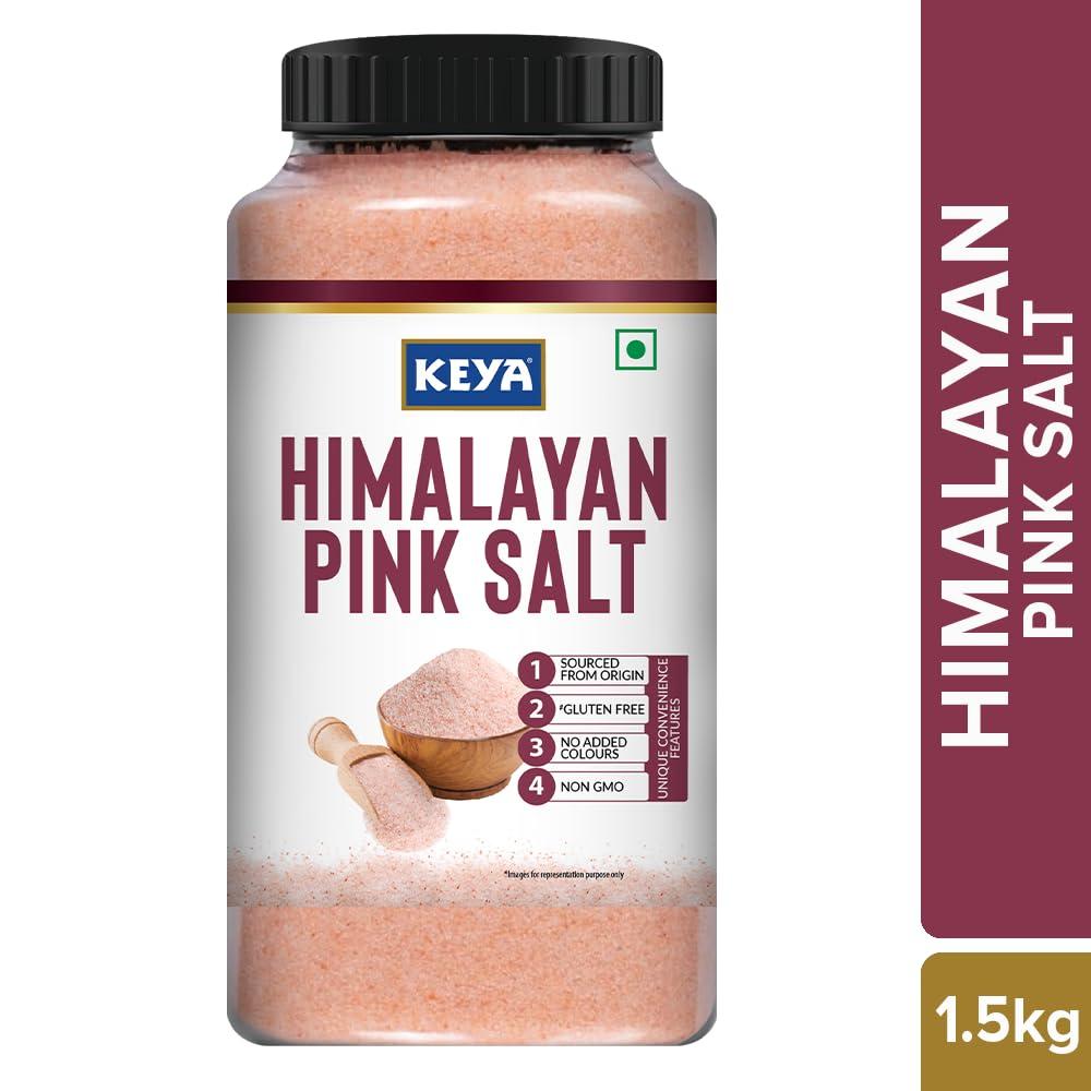 KEYA Keya Himalayan Pink Salt 1.5kg | Mineral rich Salt for Healthy Cooking | Sendha Namak for Healthy Life | Mineral Rich Salt | Low Sodium | Packed with 84 Minerals