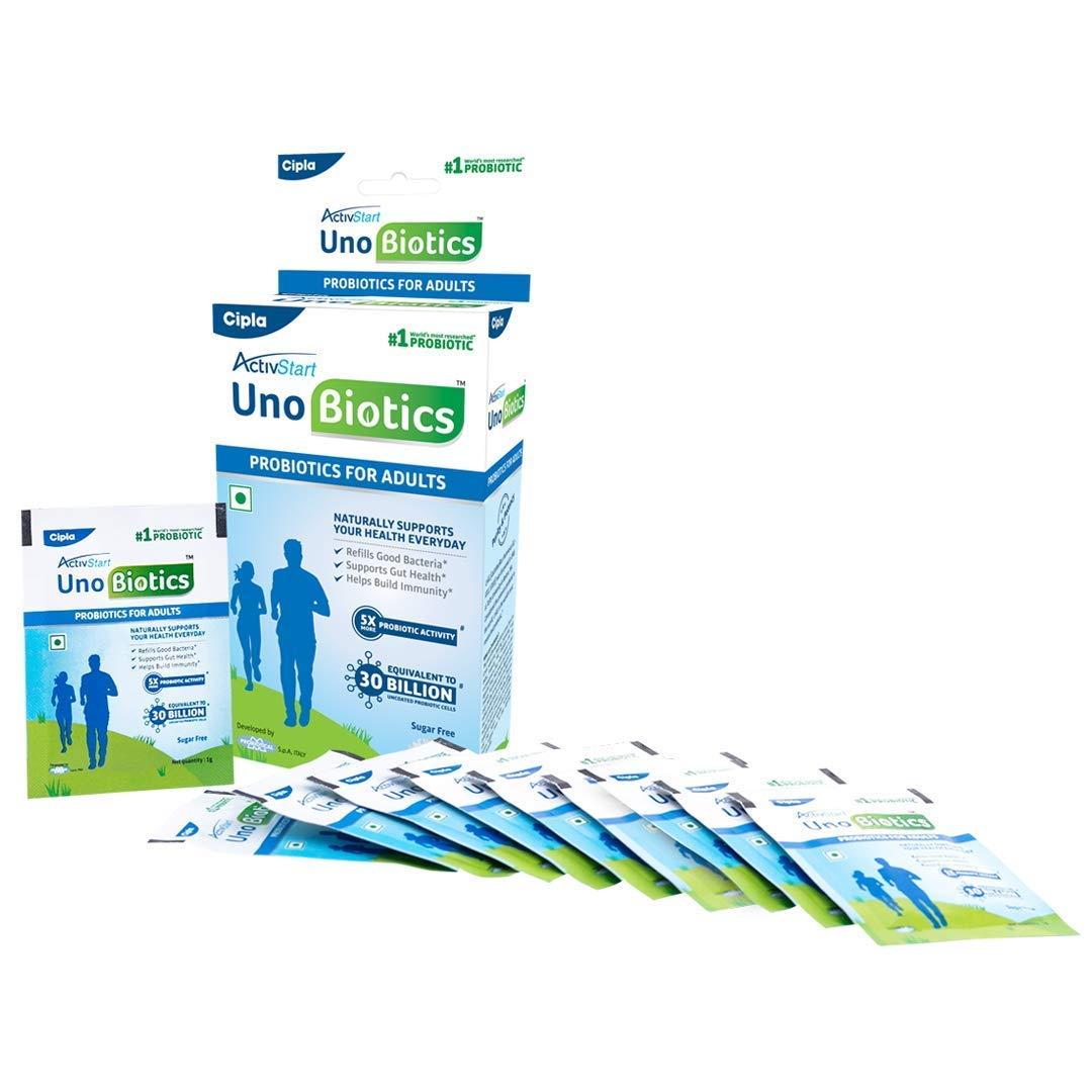 Cipla Cipla Activstart Unobiotics With Probiotic Activity | Helps Build Immunity | Probiotics for Adults - 10 Sachets