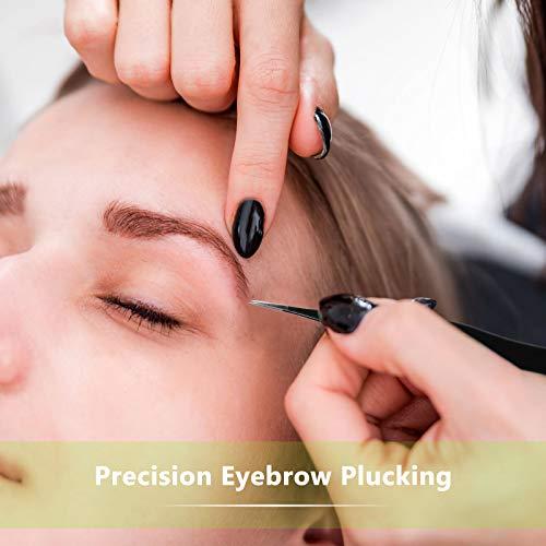 Mudder 3 Pieces Tweezers for Ingrown Hair Stainless Steel Pointed Blackhead Remover Precision Eyebrow and Splinter Removal Tweezers (Black)