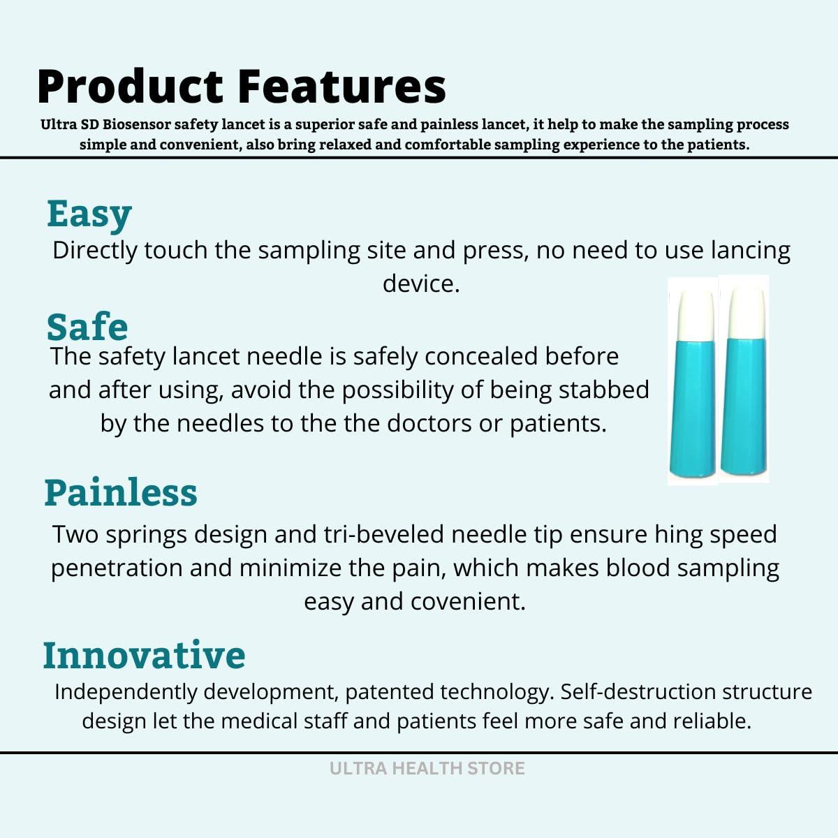SD Codefree SD Codefree Blood Glucose Monitoring Glucometer machine with 100 Codefree Strips 100 Safety Lancet combo - Multi