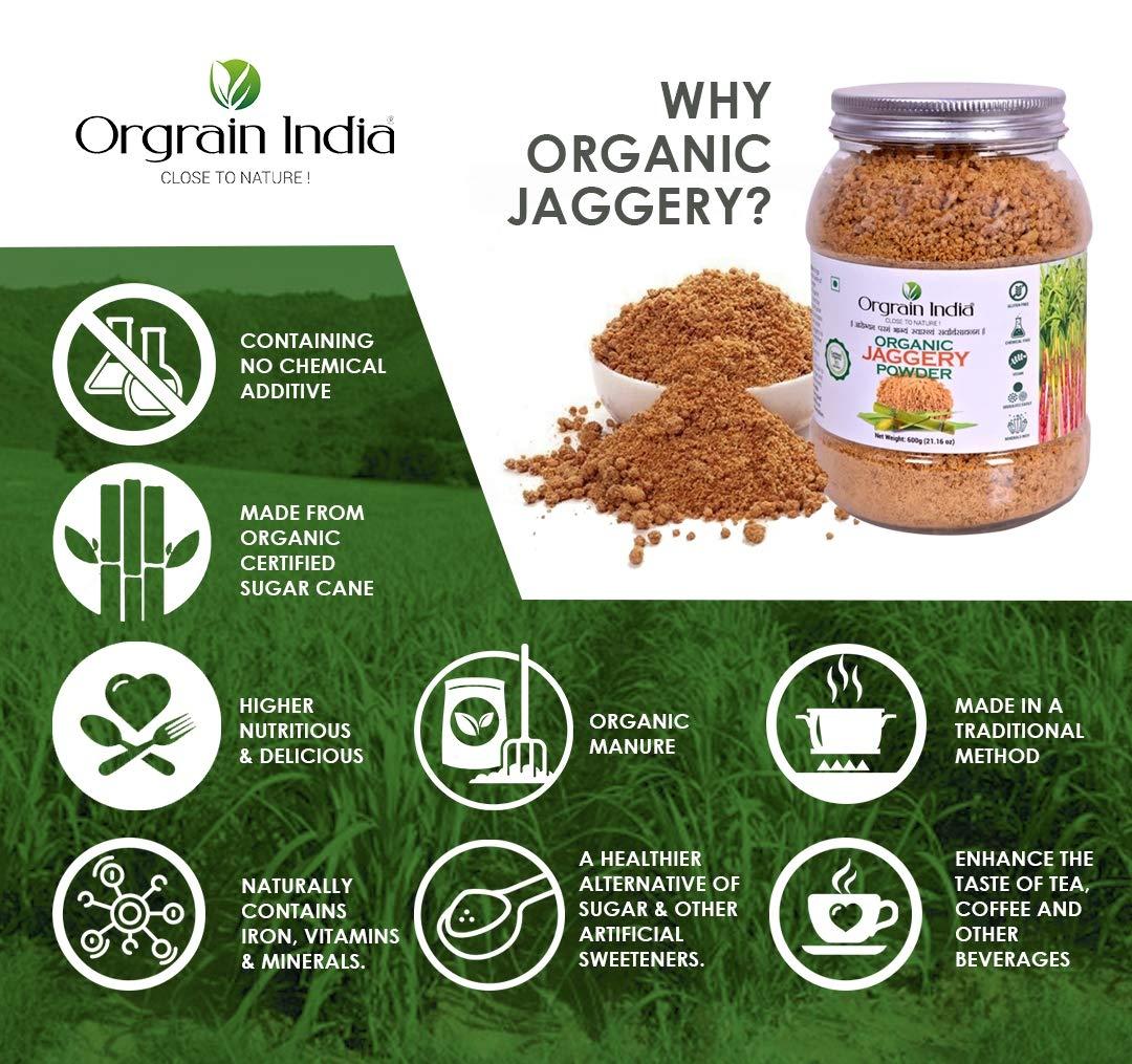 Orgrain India Orgrain India Organic Jaggery Powder, 1.2 Kg (Pack of 2*600g) | Hand Crushed Gur Powder | Organically Grown | No Preservatives Added | No Artificial Flavors