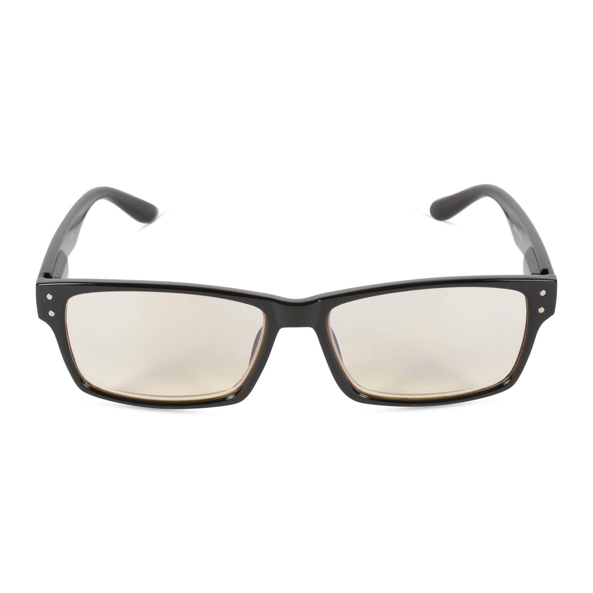 DII Inner Vision Eye Strain Relief Computer Screen Reading Glasses w/Case - Anti Blue Light, Anti Glare, Scratch Resistant, Spring Hinges - Unisex, (4.0 x Magnification), Black