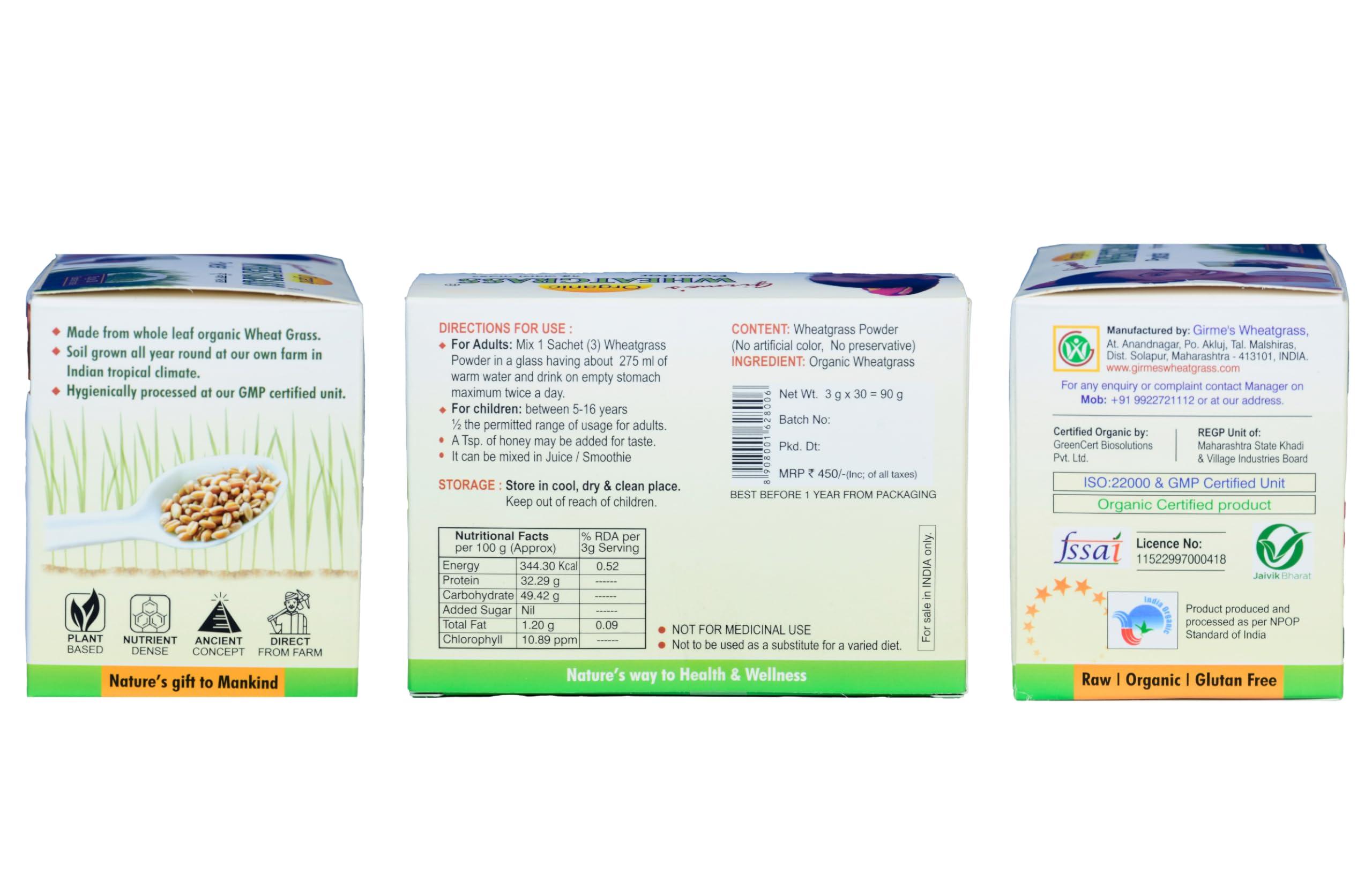 Girme's Wheatgrass Girme's Wheatgrass Powder 3gx30 Sachets (Pack of 4)