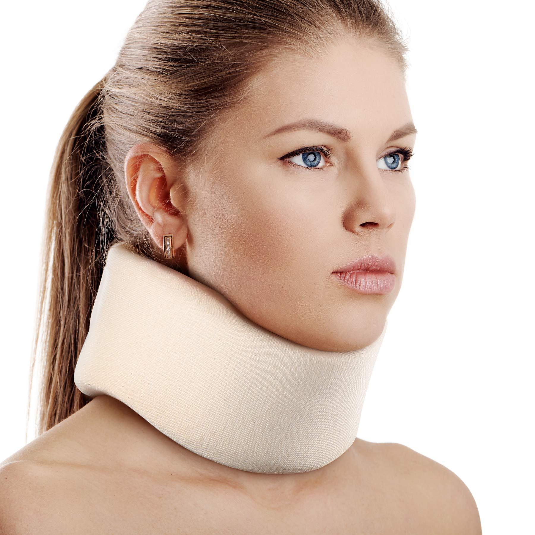 Cozyhealth Soft Foam Neck Brace Universal Cervical Collar, Adjustable Neck Support Brace for Sleeping - Relieves Neck Pain and Spine Pressure, Neck Collar After Whiplash or Injury (2.5\" Depth Collar, L)