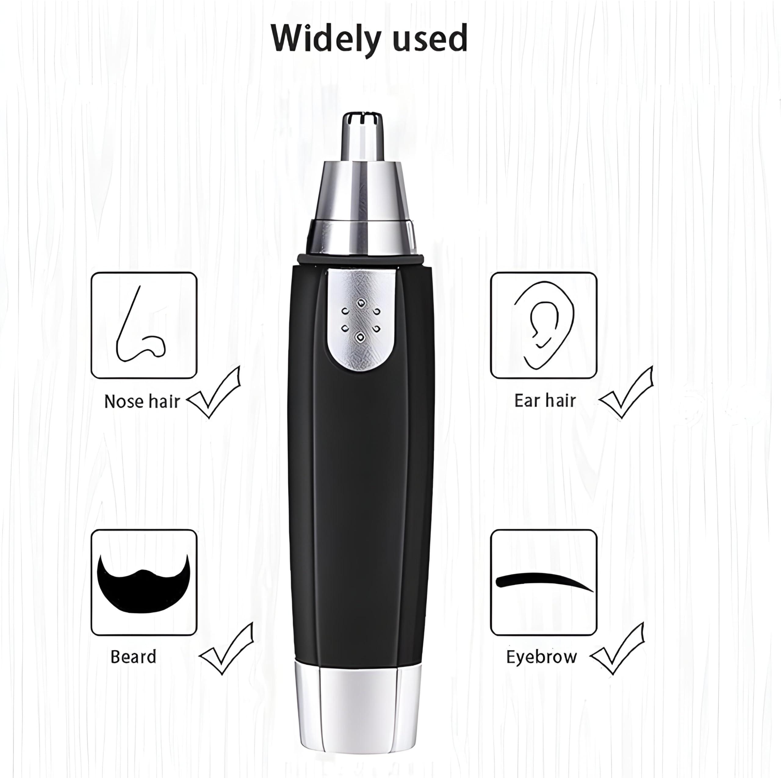 ALI SHIPPING Electric Nose Trimmer Rechargeable and Battery-Operated Precision Nose Hair Trimmer with Stainless Steel Blades, Waterproof Design, and LED Light for Men and Women, Includes Nose and Ear Grooming Tool