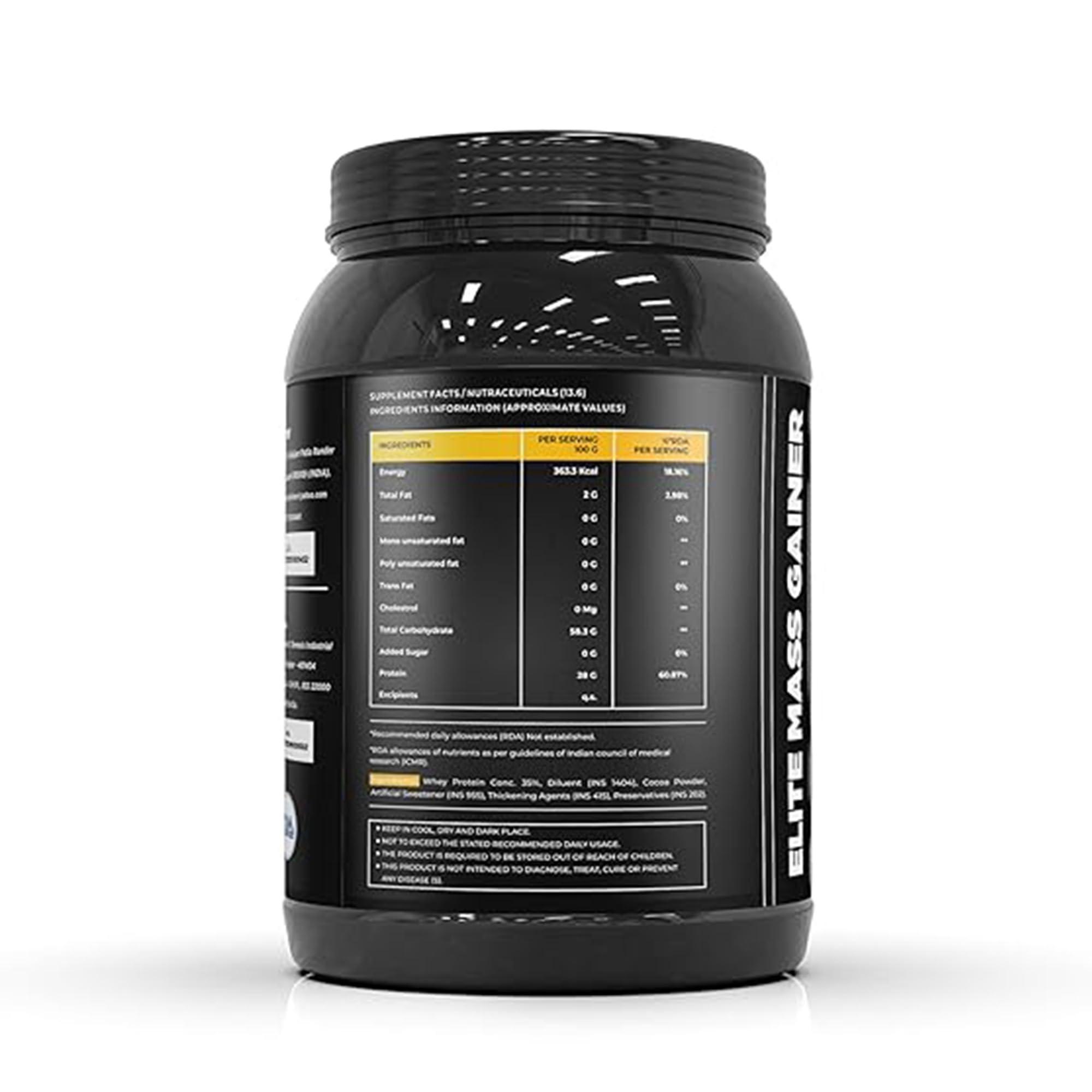 MFI NUTRITION MFI NUTRITION Elite Mass Gainer | 25 Servings | Ratio 1:3 Carbs to Protein | 22g Protein per Serving | Banned Substance Free | Ideal for Muscle Gain | Supports Recovery (1 KG, Mango Delight)