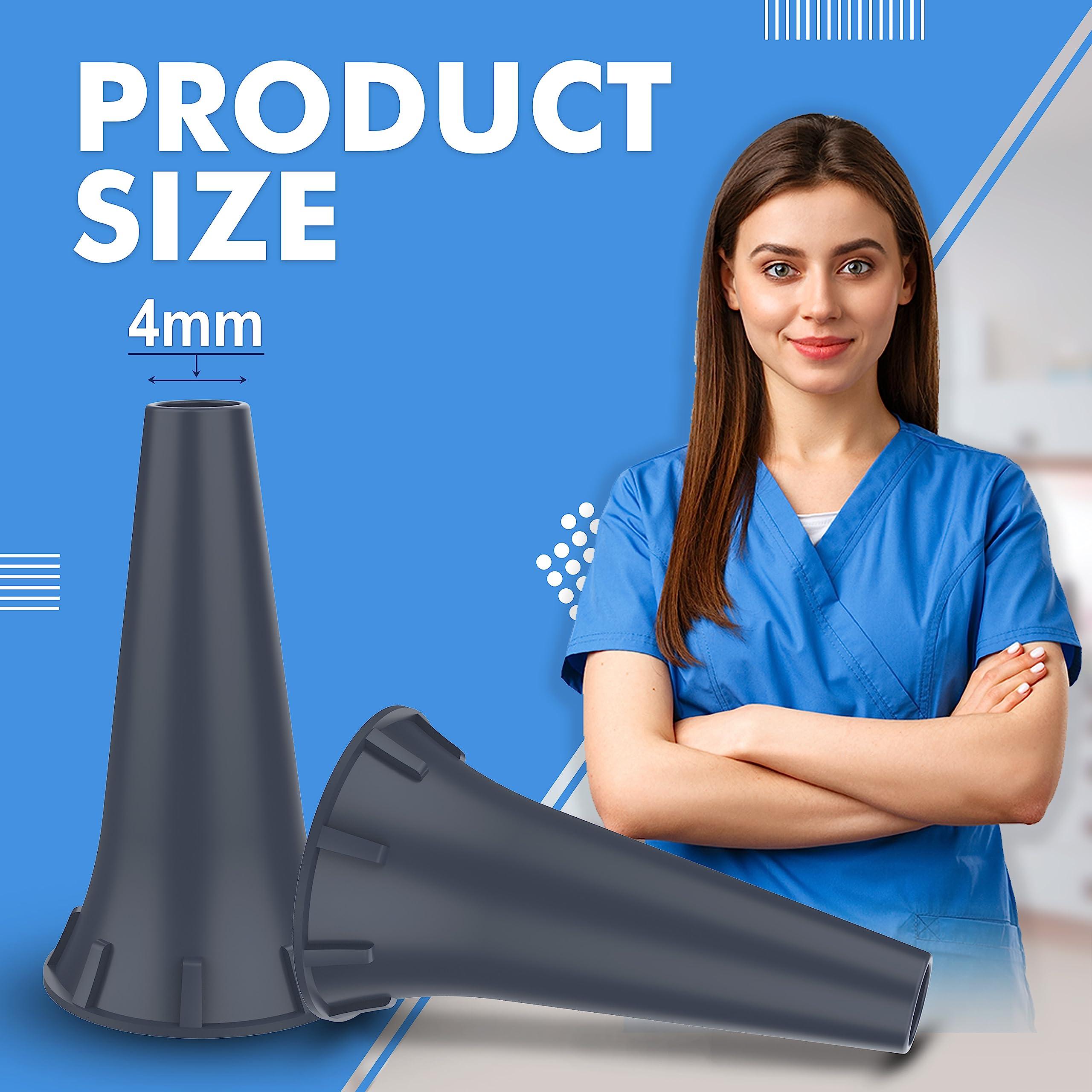 OTICA Otoscope Tips for K.a.w.e, Ries-ter and H.e.i.n.e compatible Otoscopes ear specula Cover Replacement Specula for Adults and Older Children Disposable (4 MM, 100 PSC)