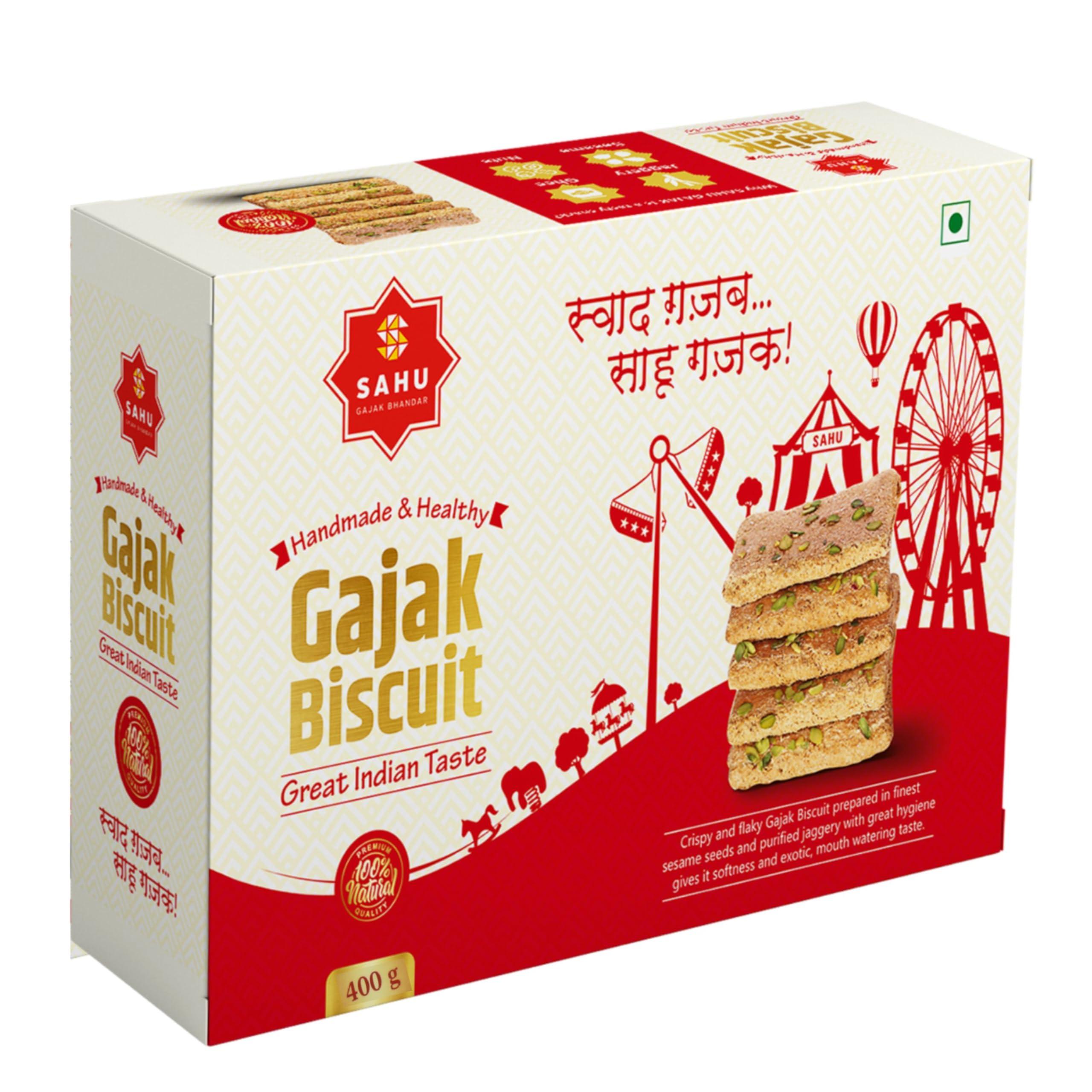 SAHU GAJAK BHANDAR SAHU GAJAK BHANDAR Khasta Gazak 400 Gm Gajjak | Sesame Chikki | Tilkut Sweets | Gachak | Gazzak | No Preservative And Liquid Glucose