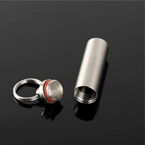 warmUS Medical Grade Stainless Steel Pill Fob with 2 Cleaner Brushes and 2 Sealing Rings Emergency Aspirin Waterproof Keychain Pill Holder(Diameter - 0.59\" x Height 1.96\")
