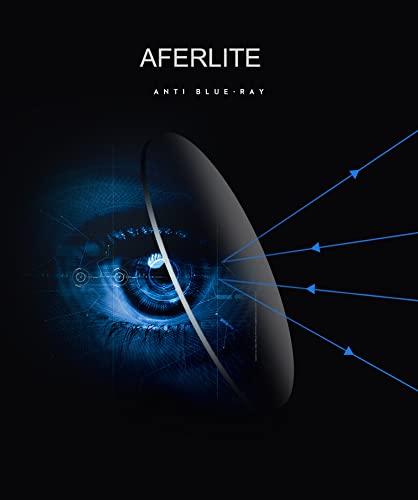 Aferlite AFERLITE Gold Series Unisex Rectangular Computer Glasses Blue Light Blocking Technology For Eye Protection (53 mm Medium) (TURQUOISE B (TRANSLUCENT))