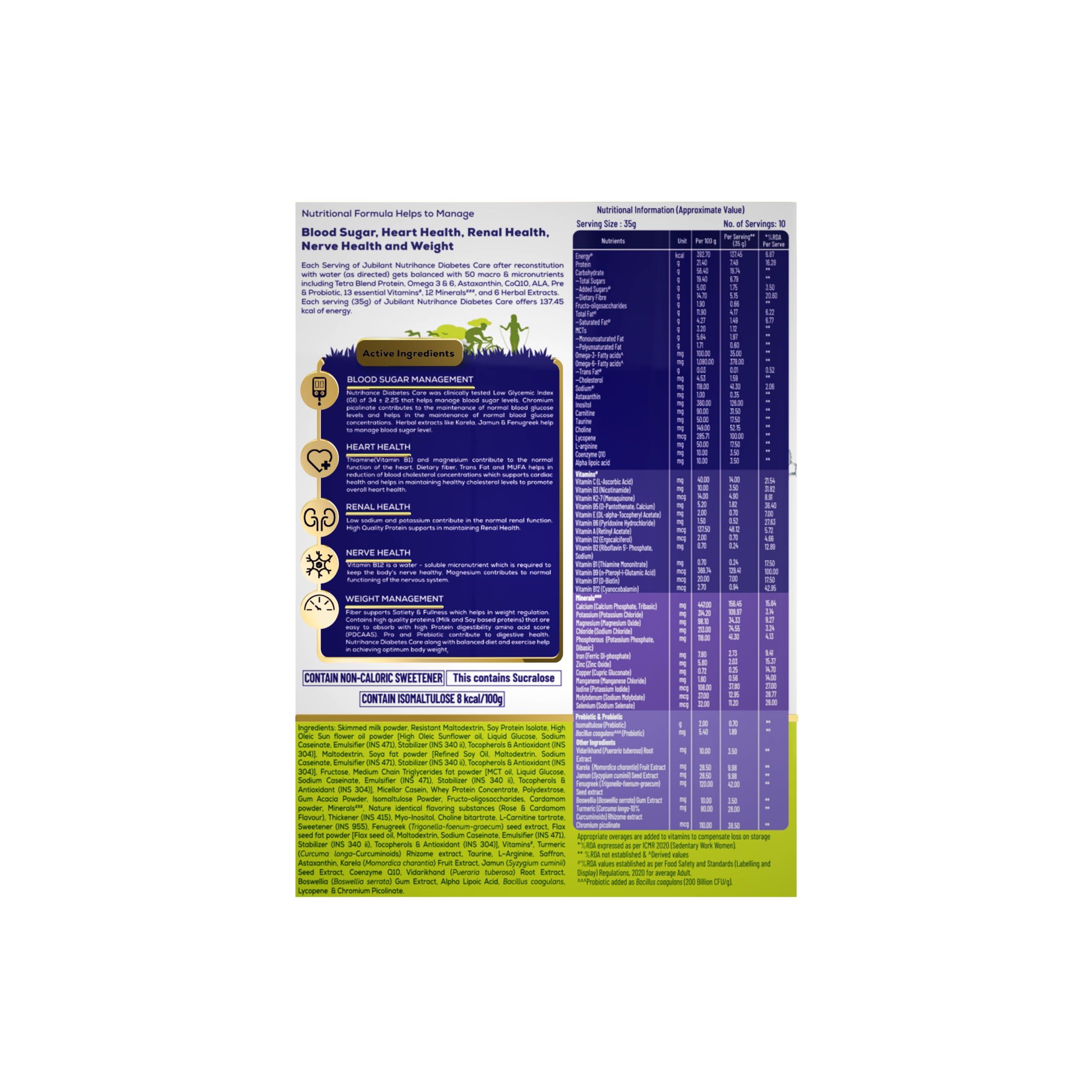 JUBILANT Nutrihance JUBILANT Nutrihance Diabetes Care Drink Kesar Elaichi And Mango Badam Flavored 350gm x pack of 2