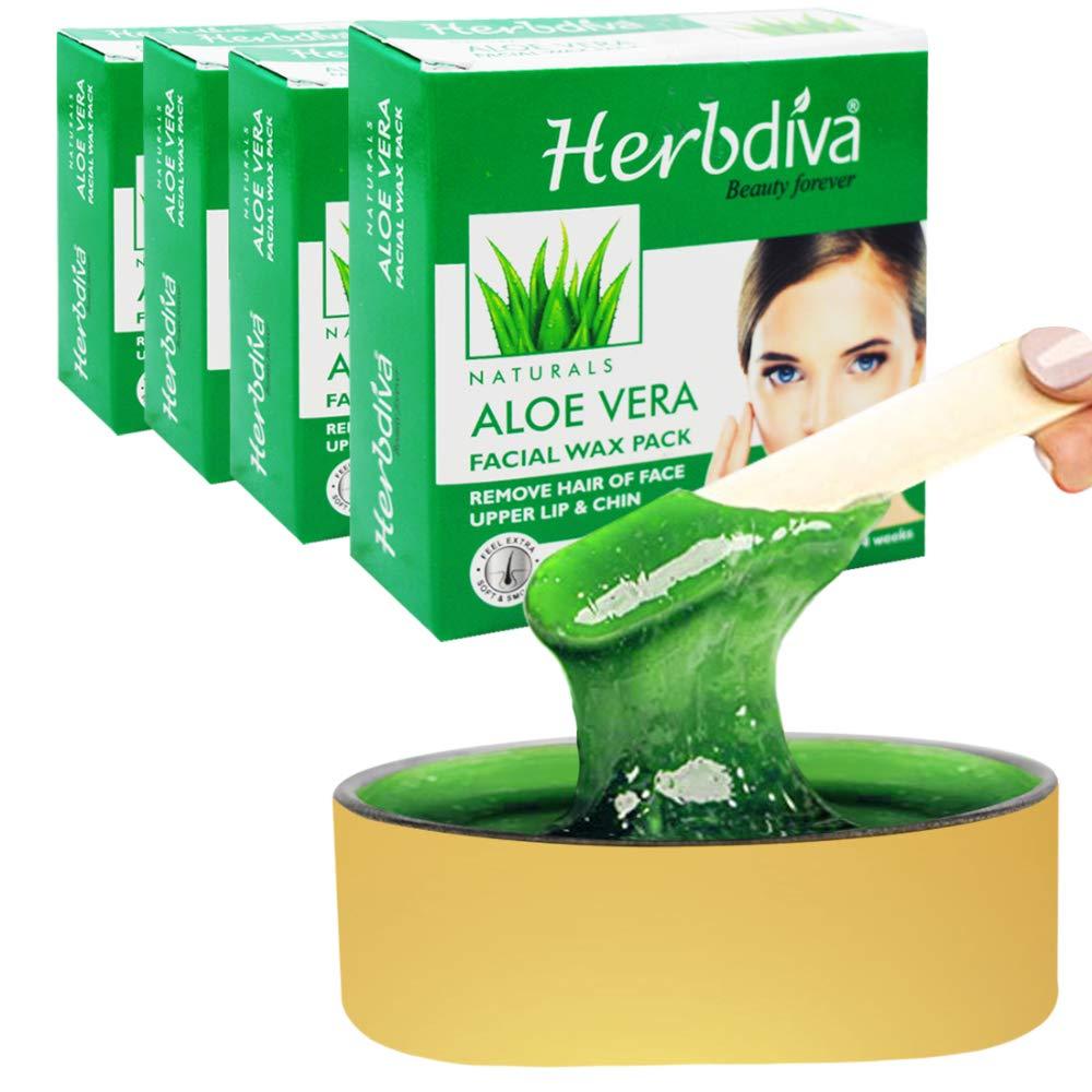 HERBDIVA Herbdiva Katori Facial Wax Aloe Vera, 80g (Pack of 4)