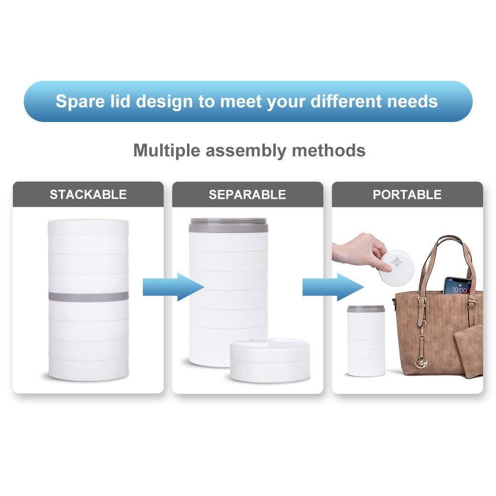 KIGI Weekly Pill Organizer 7 Days (4 Time A Day), KIGI Pill Case Sorter with Reminder and Large Removable Compartments Supplement Containers for Travel Gym Office Home (White 3.1 * 5.9Inch)