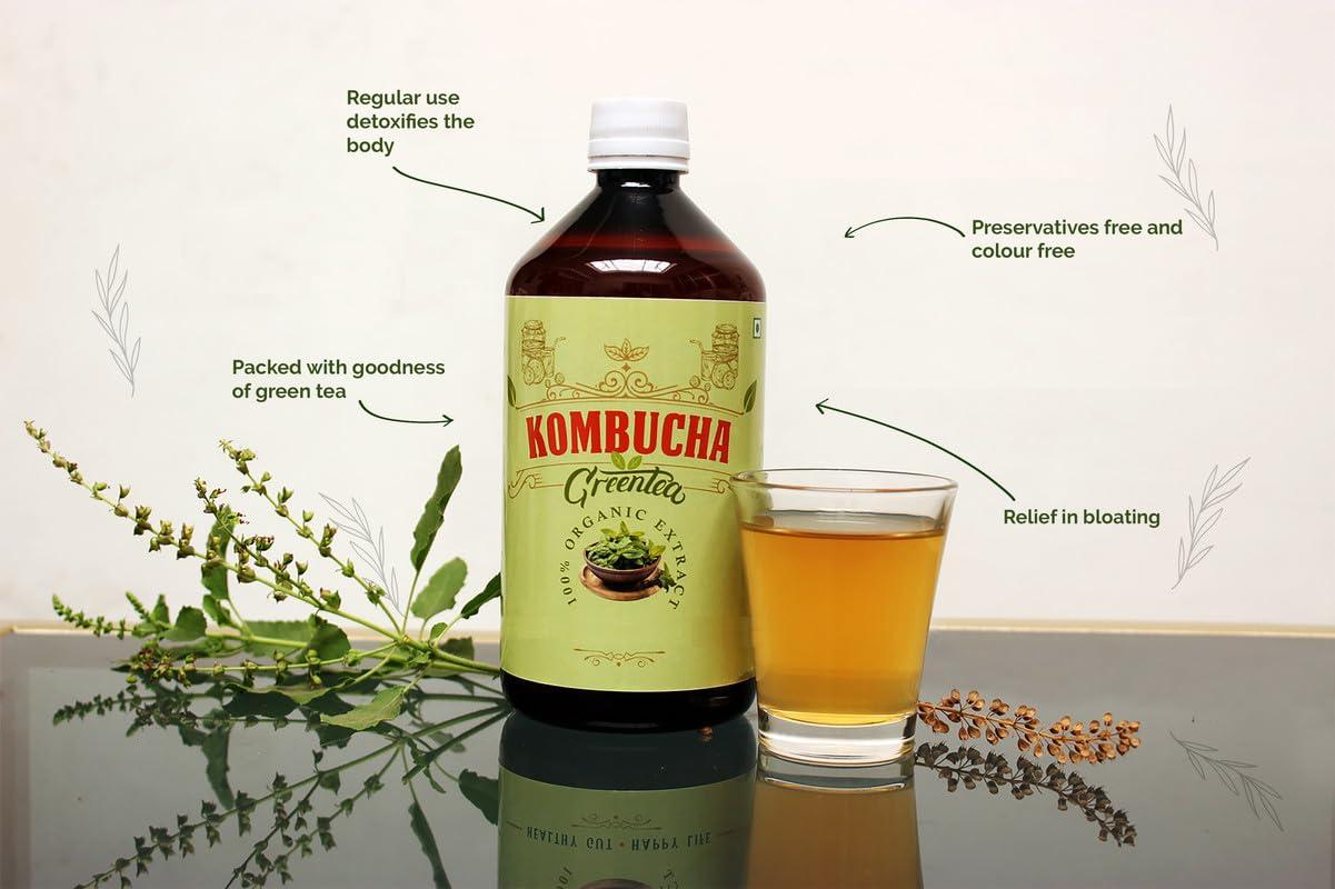 Indopharma Industries Indopharma Industries Refreshing Kombucha Green Tea, for Holistic Wellness, Inner Balance, and Vitality, Natural detoxifying, Gut Friendly Kombucha Drink (Tulsi, Pack of 1)