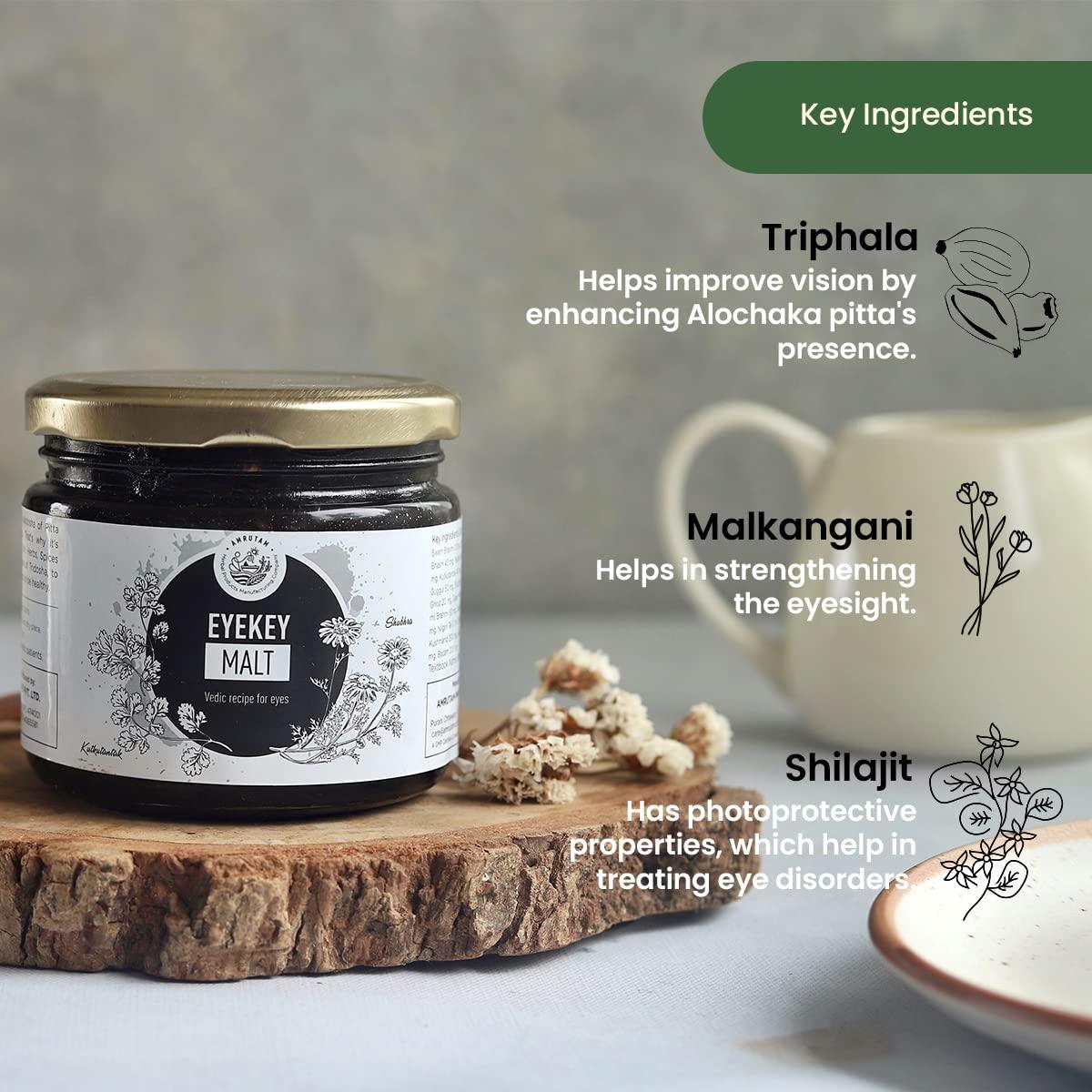 AMRUTAM Amrutam Eyekey Malt | Vedic Herbal Remedy for Eye Health | Improves Vision, Reduces Redness, and Balances Doshas | Contains Triphala, Gajar, Bel, Brahmi & Jatamansi