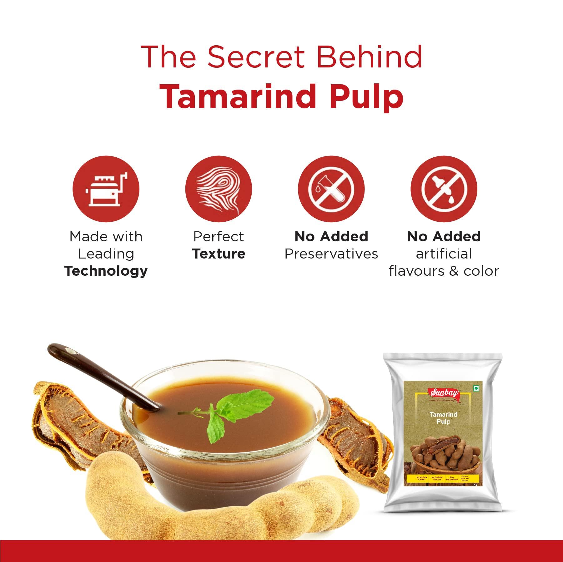 Sunbay Sunbay Organic Tamarind Pulp | Ready-to-Use Tamarind Paste | No Artificial Colors | Perfect for Authentic Indian Cuisine | Enhance Flavor in Soups, Stews, and Chutneys | 1000g