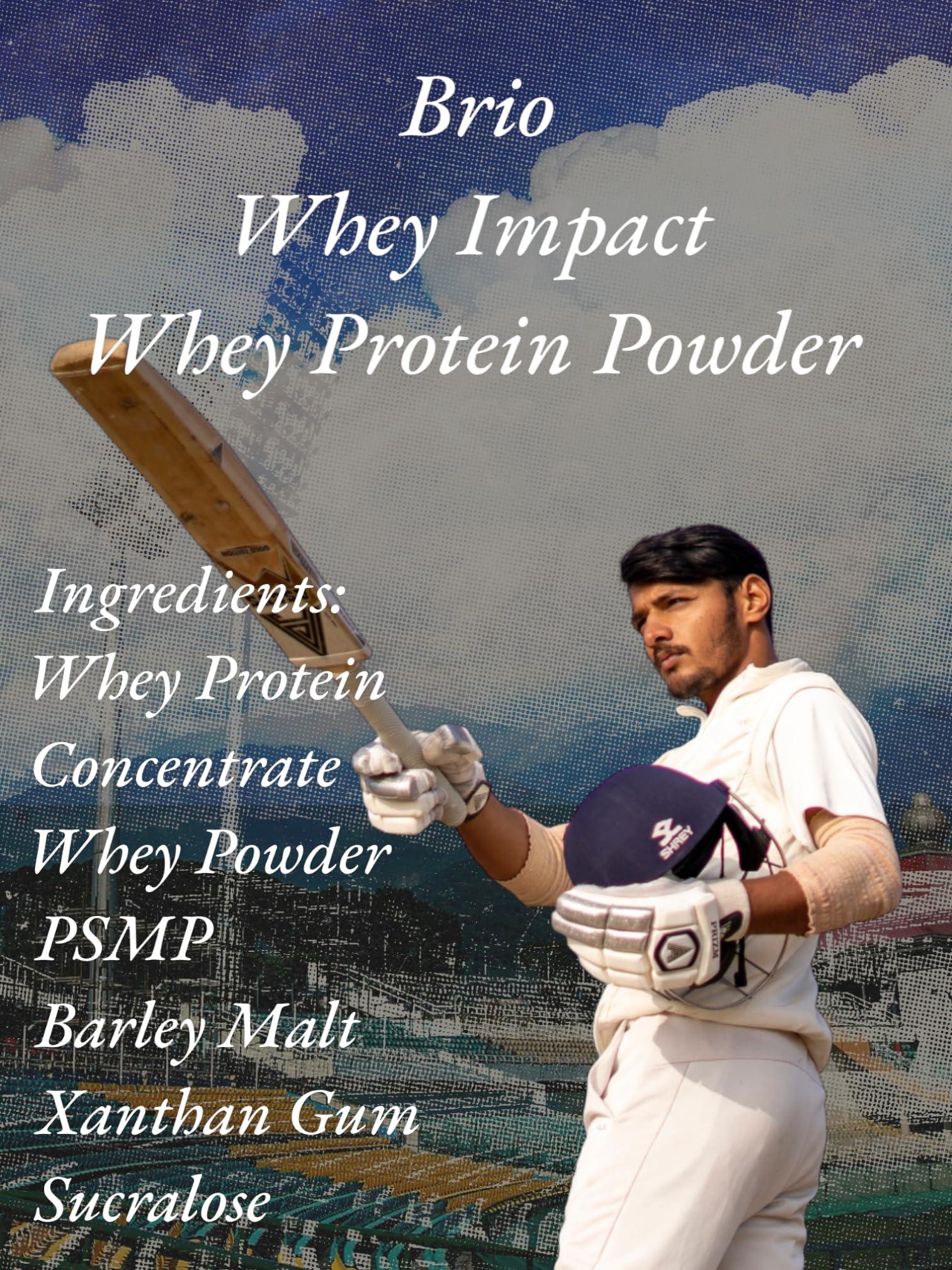 BRIO NUTRITION BRIO NUTRITION - Whey Impact Protein Powder - 20g Protein, 8.6g EAA, 4.1g BCAA, 3.1g Glutamine - Per 40g Serving [1kg jar - Rich Chocolate Flavour]