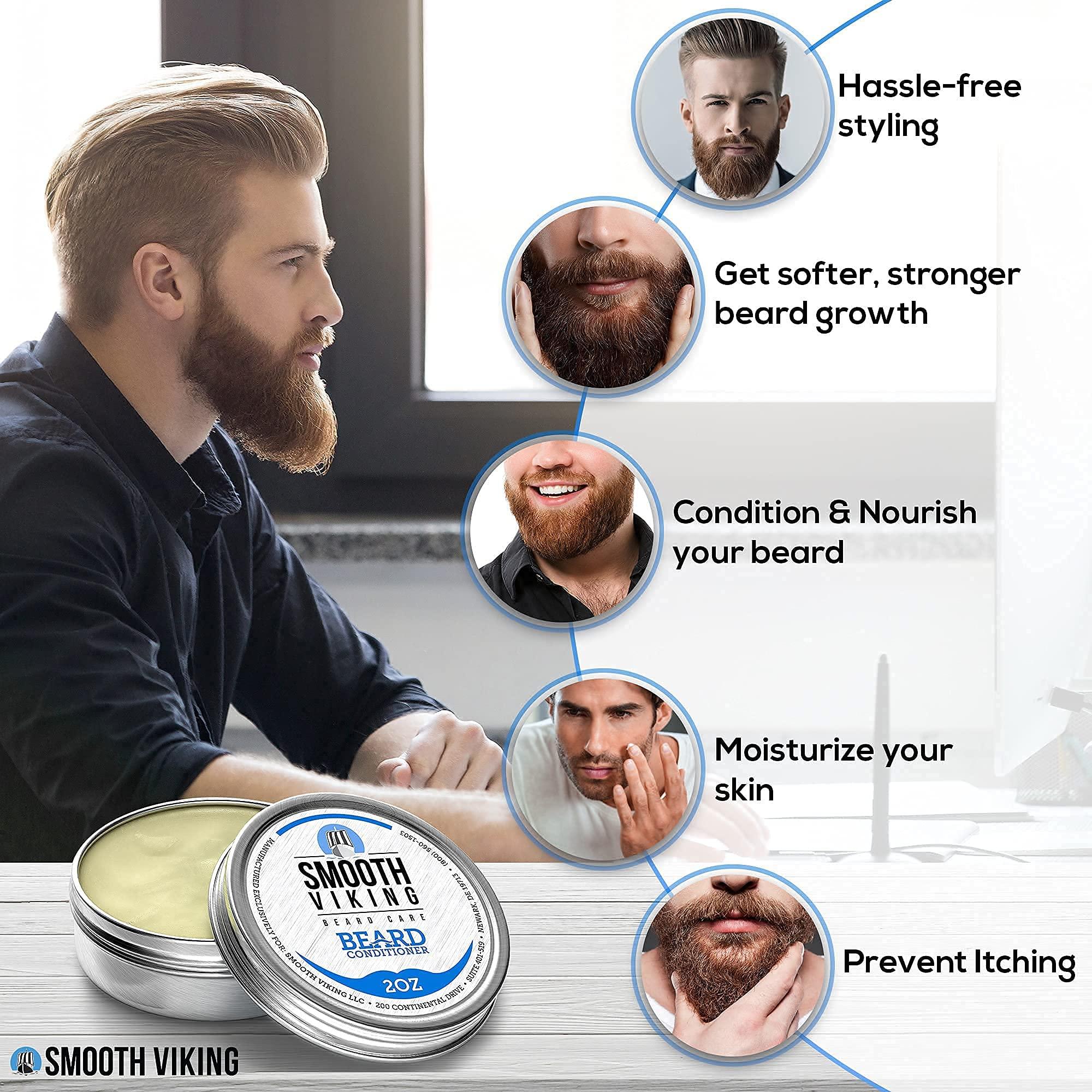 Smooth+Viking Beard Conditioner for Men - Natural Wax Conditioning Softener that Soothes Itching - Use With Beard Oil and Balm for Best Results and Growth - Argan Oil, Shea Butter and Beeswax - 2 OZ - Smooth Viking