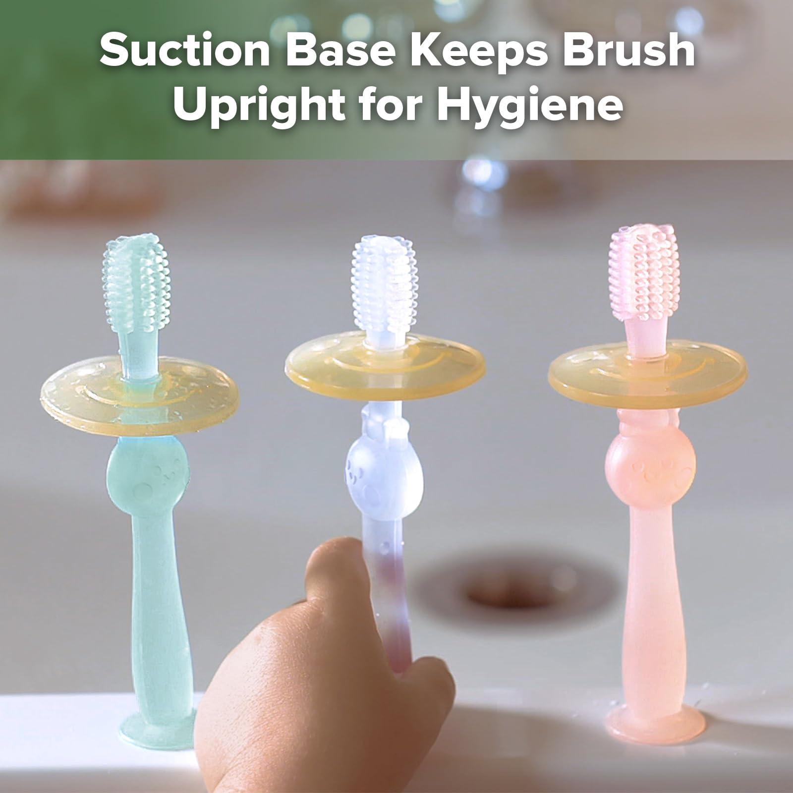 haakaa haakaa 360ø Silicone Baby Toothbrush Teether with Suction Base Infant Toothbrush Training Massage.