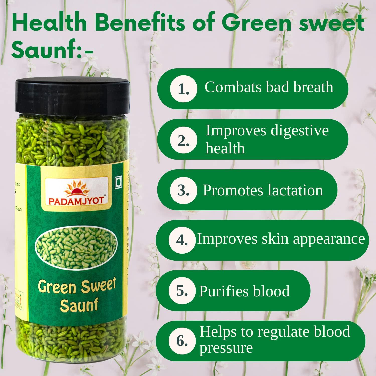 PADAMJYOT PADAMJYOT Green saunf | Sugar Coated Saunf | Green Sweet Saunf | Green Fennel Seeds | Peppermint Fennel Seeds | Sweet Fennel Seeds | Saunf mukhwas | Fennel Seeds Mouth Freshener | Post-Dinner Mouth Freshener | Sweet Cumin Seeds | Peppermint Fennel Se