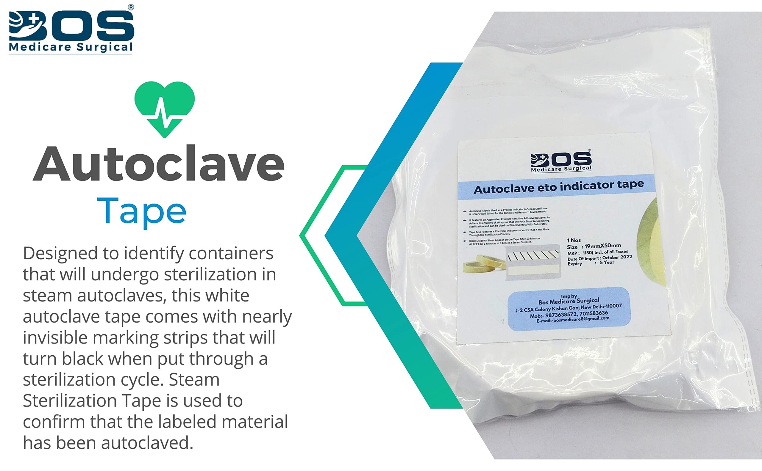 BOS MEDICARE SURGICAL BOS MEDICARE SURGICAL Tape/Steam Sterilization Indicator Tape 19mm X 50mt. Dry Heat Autoclave Tape (Steam)/Autoclave/Steam Sterilization Indicator Tape First Aid Tape