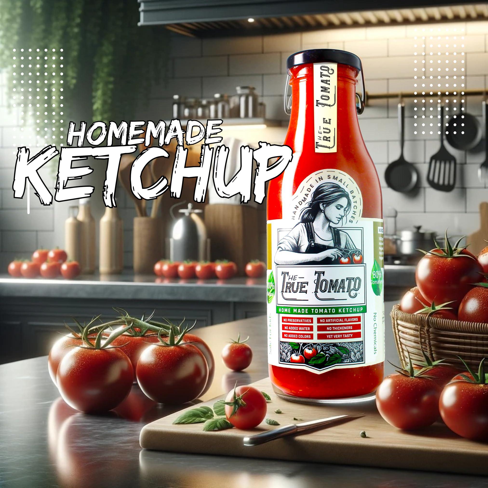 The True Tomato The True Tomato Ketchup 220 Gram | Homemade And Made To Order | 100% Natural | 80% Fresh Tomatoes |No Chemicals,No Added Colors,No Cornstarch, No Oils, No Preservatives,No Thickeners