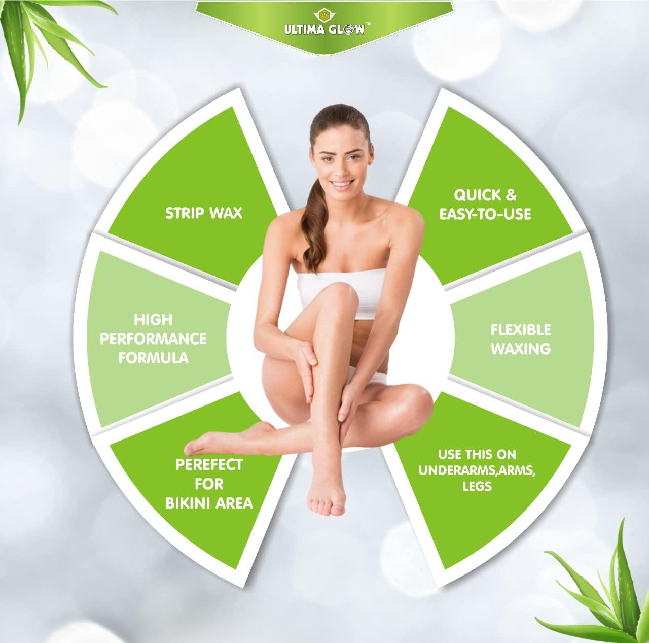 ULTIMA GLOW ULTIMA GLOW aloe Vera strip and stick wax 600 gram wax for all skin wax full body wax Tan Removal, unisex adult