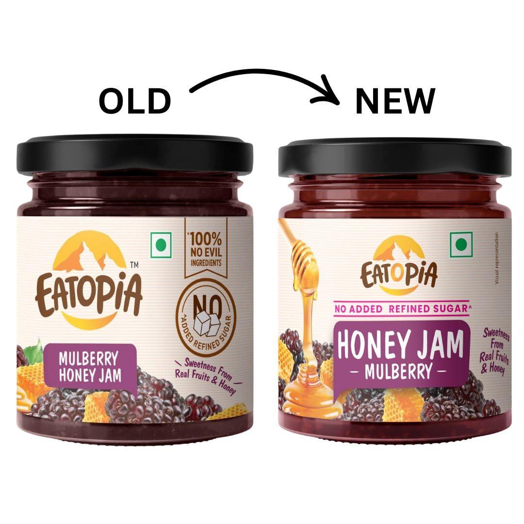 Eatopia Eatopia Mulberry Honey Jam | Sugar Free | 100% Pure & Natural | No Preservatives | No Added Colours & Flavours | 70% Mulberries & 30% Wild Honey | Healthy Good for Gut Health | Pack of 1-240g