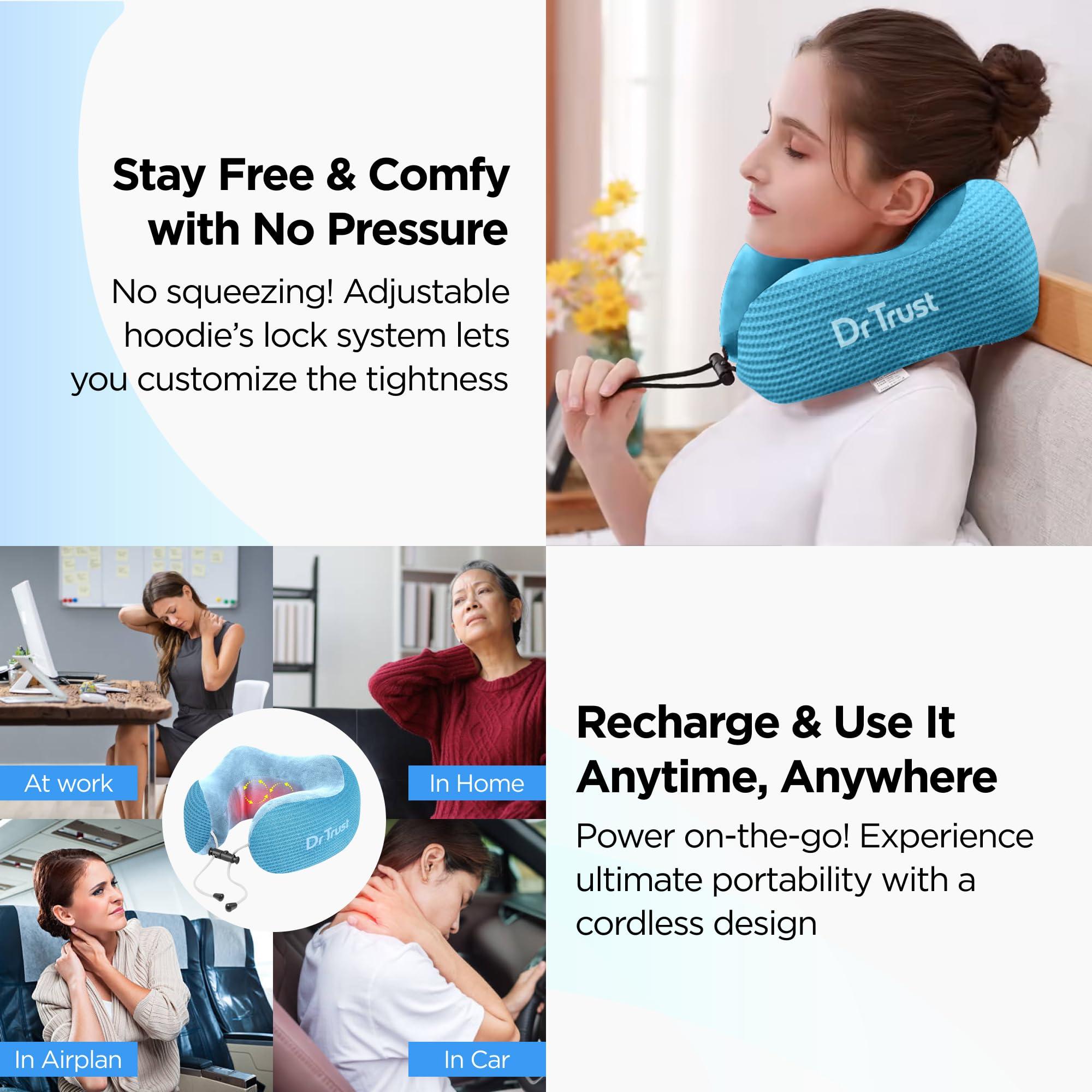 Dr Trust Dr Trust USA Cloudwalker Travel Neck Support for Flights, Rechargeable Memory Foam Traveling Pillow with Massager for Cervical Pain Relief, Air Travel, Home, Office-386 | Set of 1